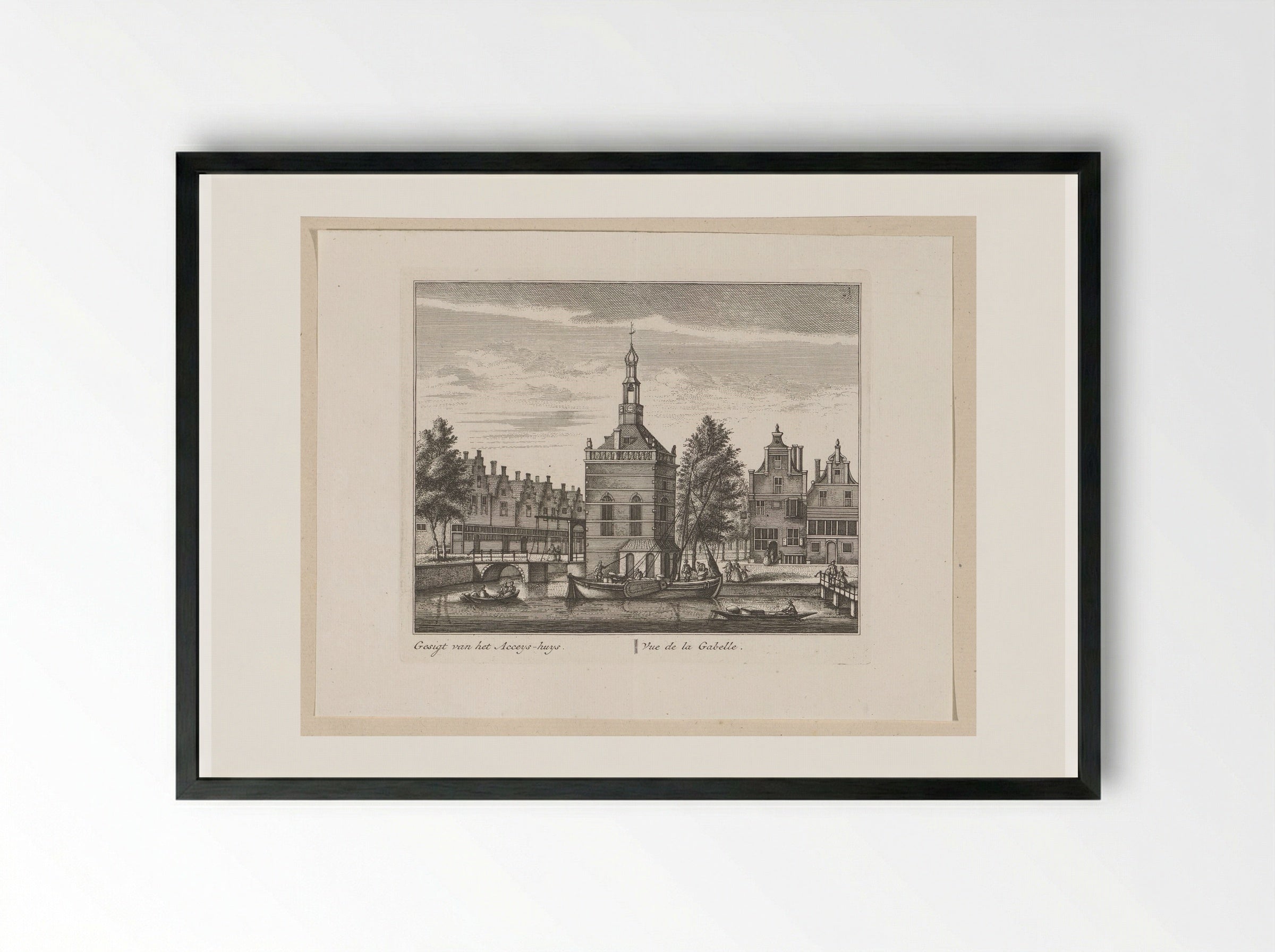 Gezicht op het Accijnshuis te Alkmaar - Leonard Schenk - Framed Print Black