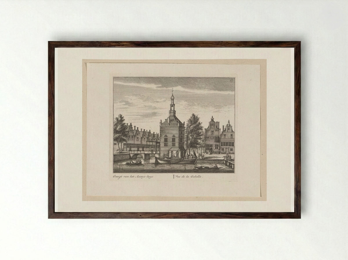 Gezicht op het Accijnshuis te Alkmaar - Leonard Schenk - Framed Print Dark Wood