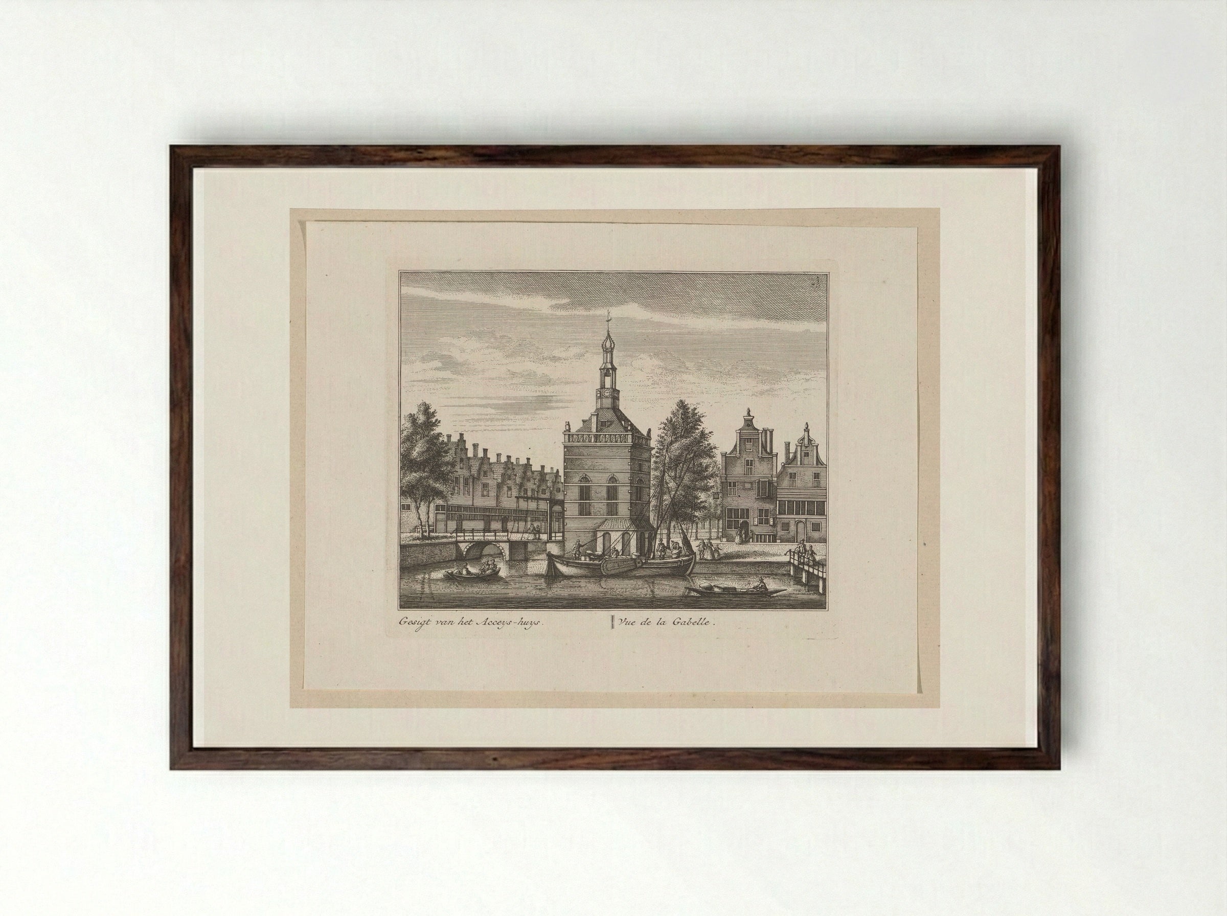 Gezicht op het Accijnshuis te Alkmaar - Leonard Schenk - Framed Print Dark Wood