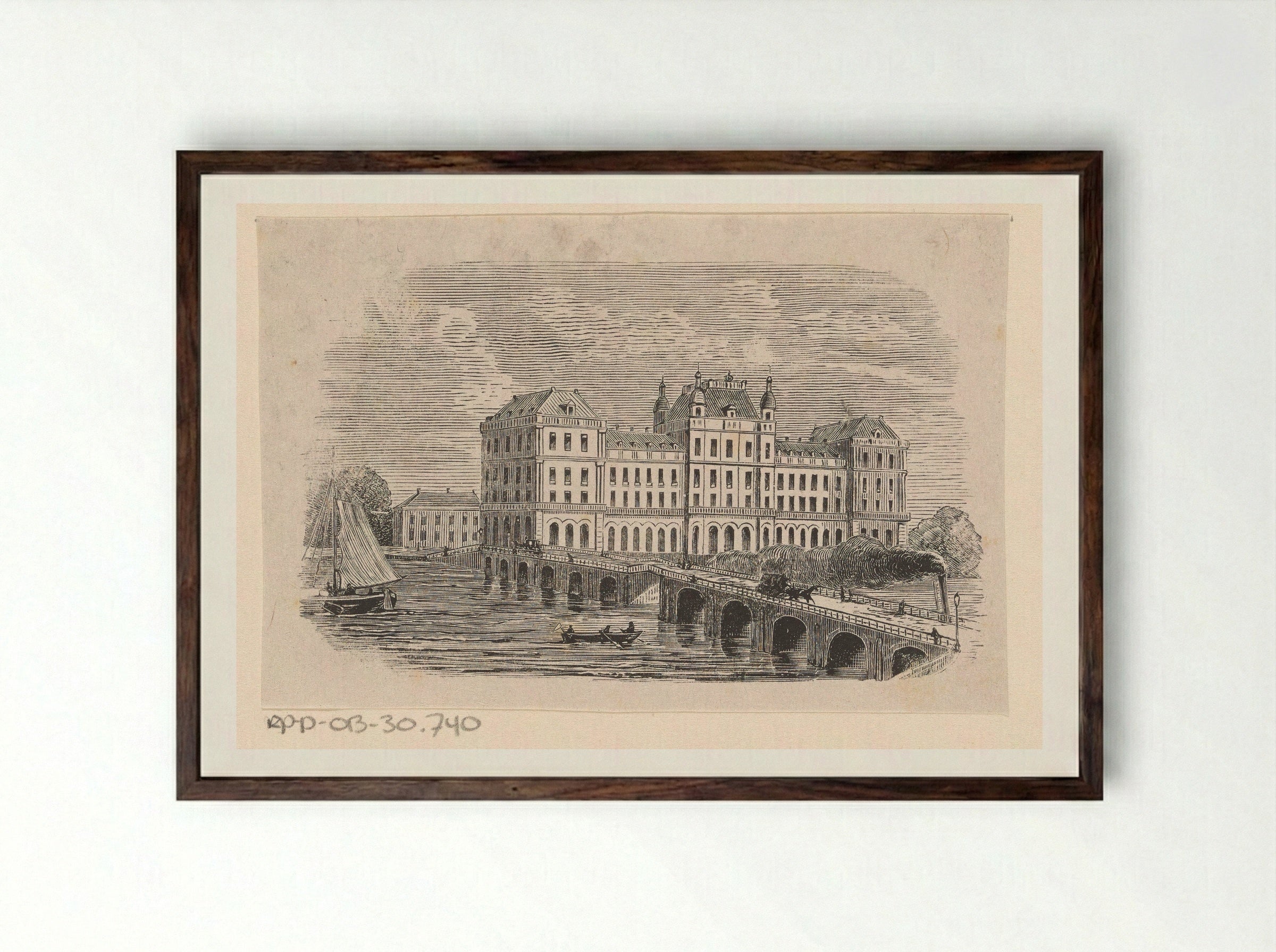 Gezicht op het Amstel Hotel te Amsterdam - Isaac Weissenbruch - Framed Print Dark Wood
