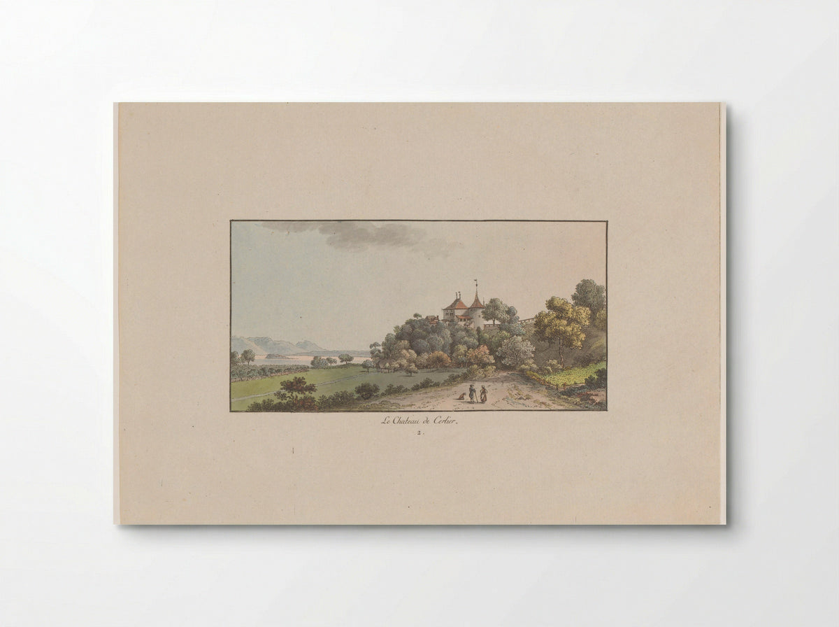 Gezicht op het Chateau de Cerlier te Erlach - Johann Ludwig Aberli - Poster