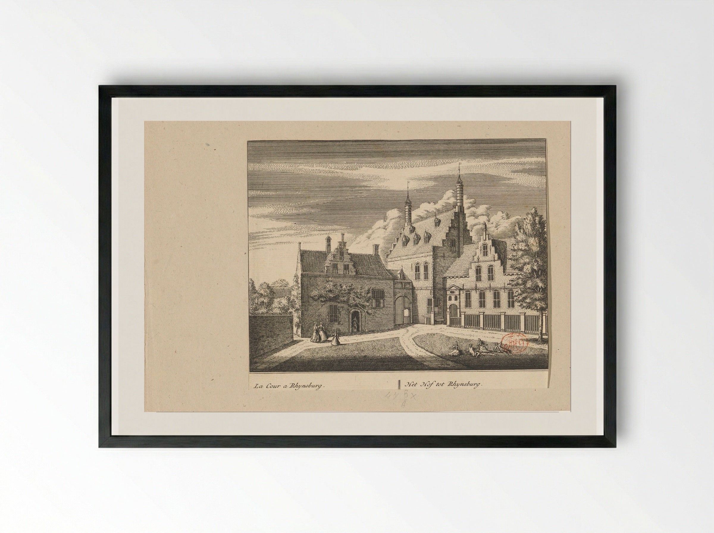 Gezicht op het Hof van Rijnsburg - Abraham Rademaker - Framed Print Black