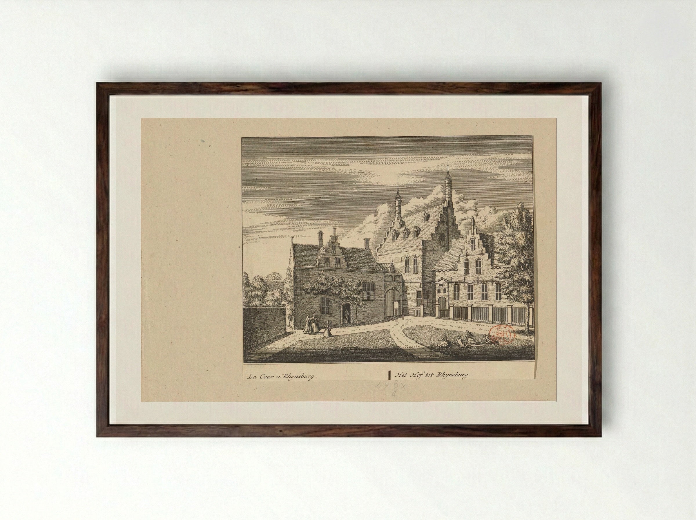 Gezicht op het Hof van Rijnsburg - Abraham Rademaker - Framed Print Dark Wood