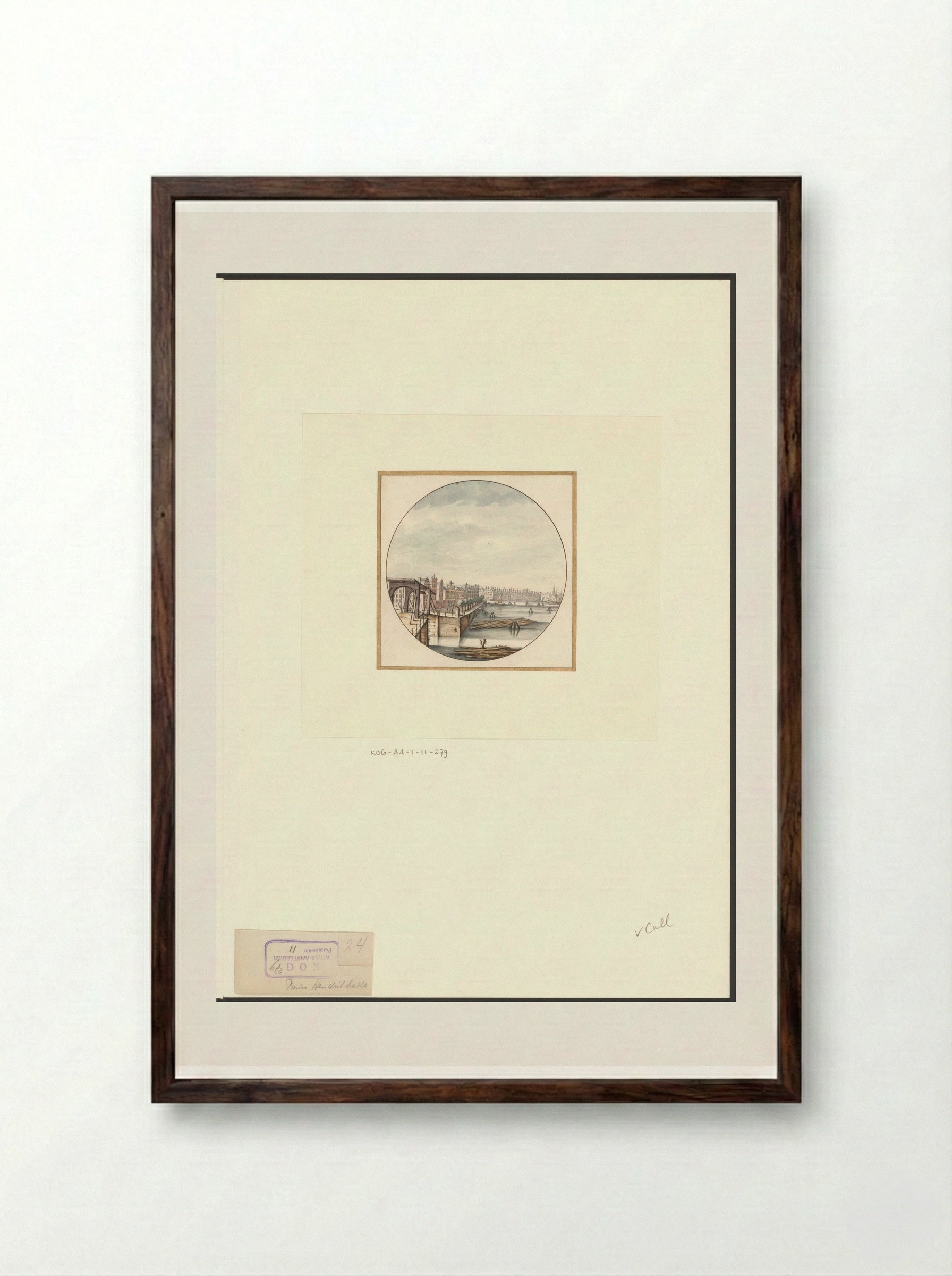 Gezicht op het IJ en het Oosterdok met houtvlotten - Jan van Call (I) - Framed Print Dark Wood