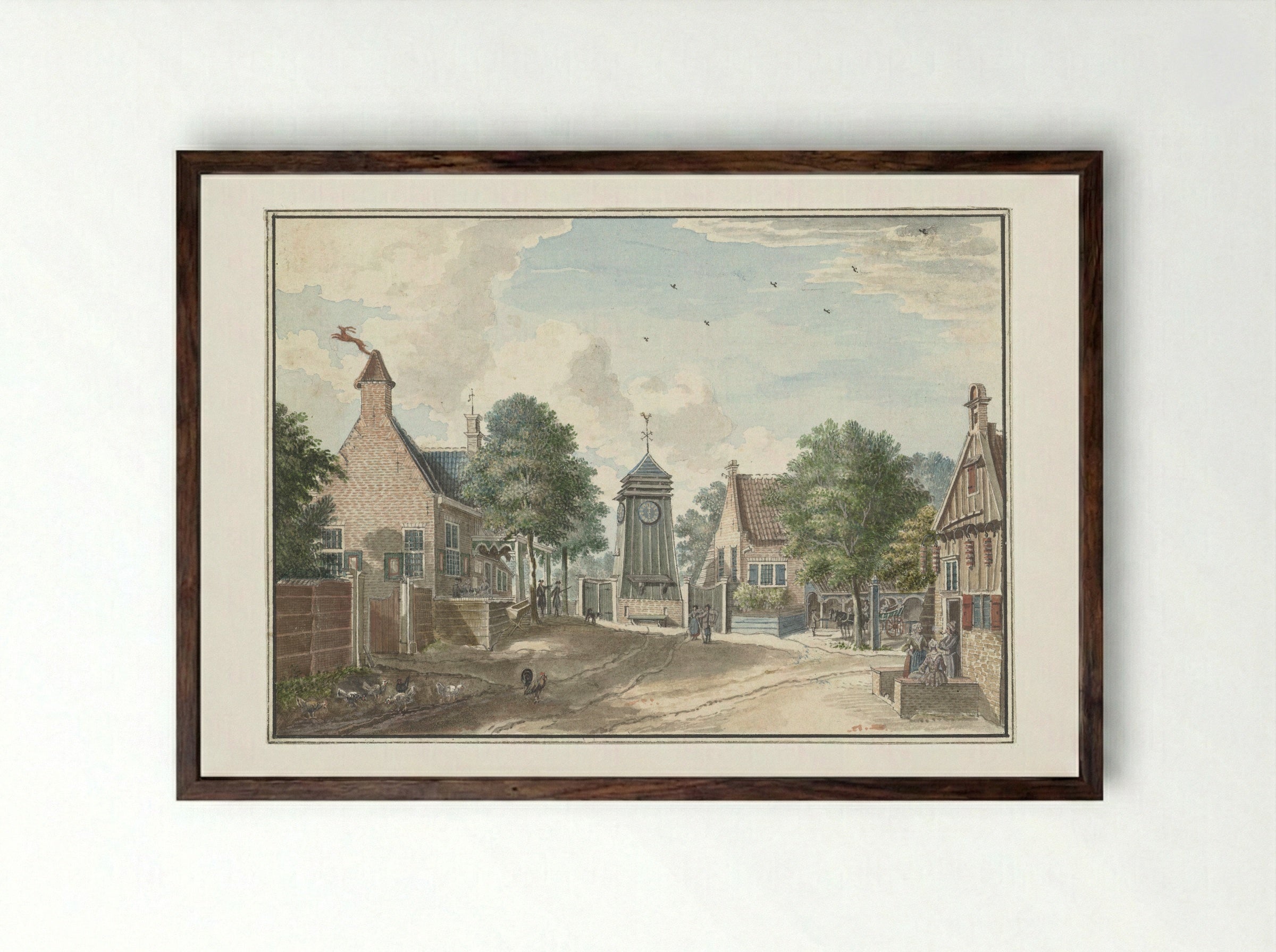 Gezicht op het Klokhuis te Overveen - Jan de Beijer - Framed Print Dark Wood