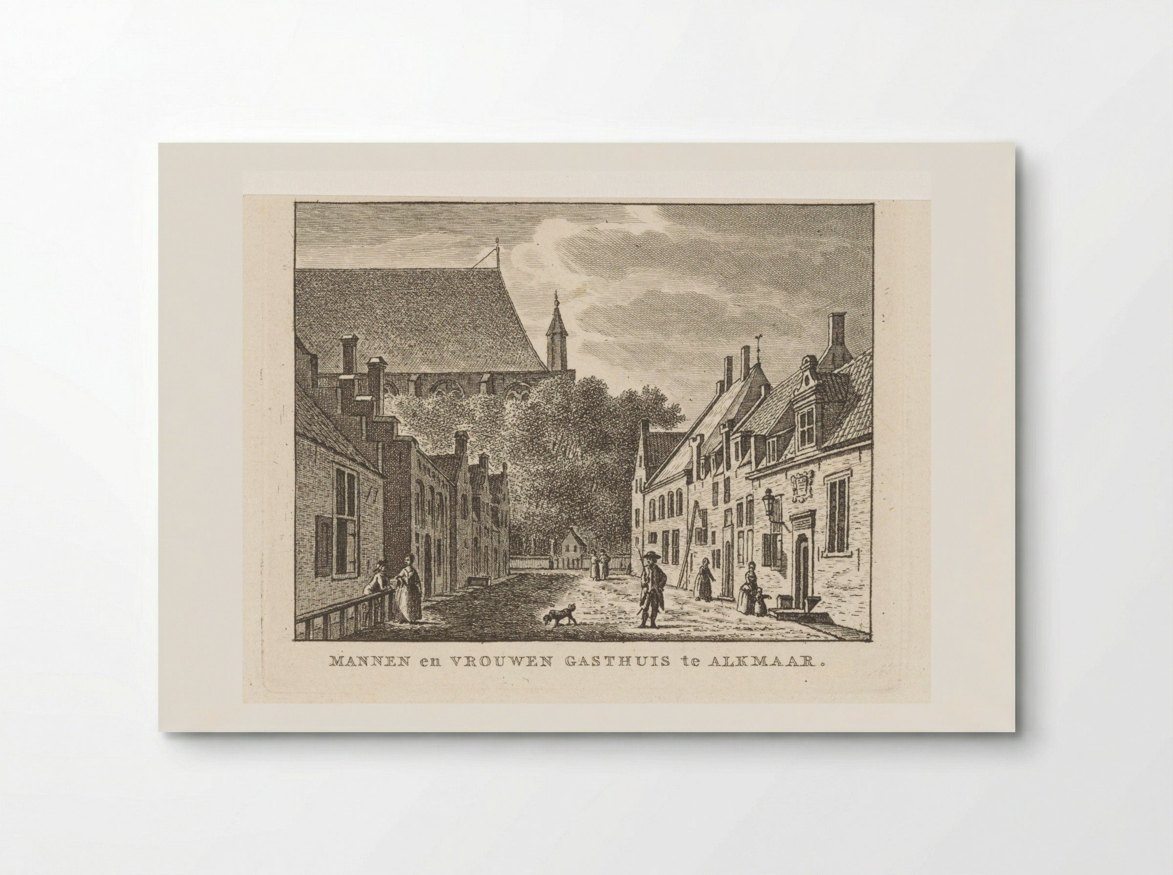Gezicht op het Mannen- en Vrouwengasthuis te Alkmaar - Carel Frederik Bendorp (I) - Poster