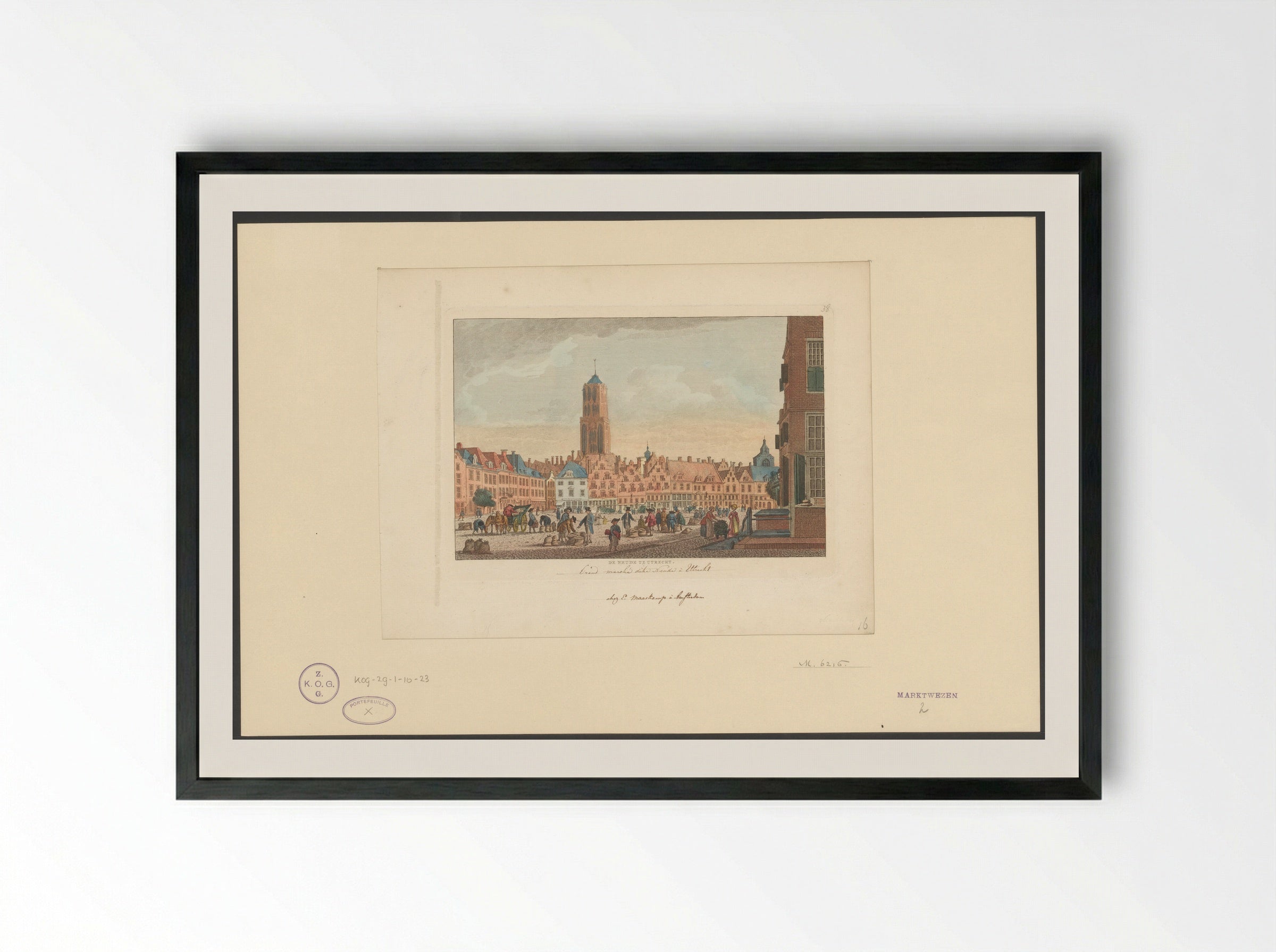 Gezicht op het Neude in Utrecht - Carel Frederik Bendorp (I) - Framed Print Black