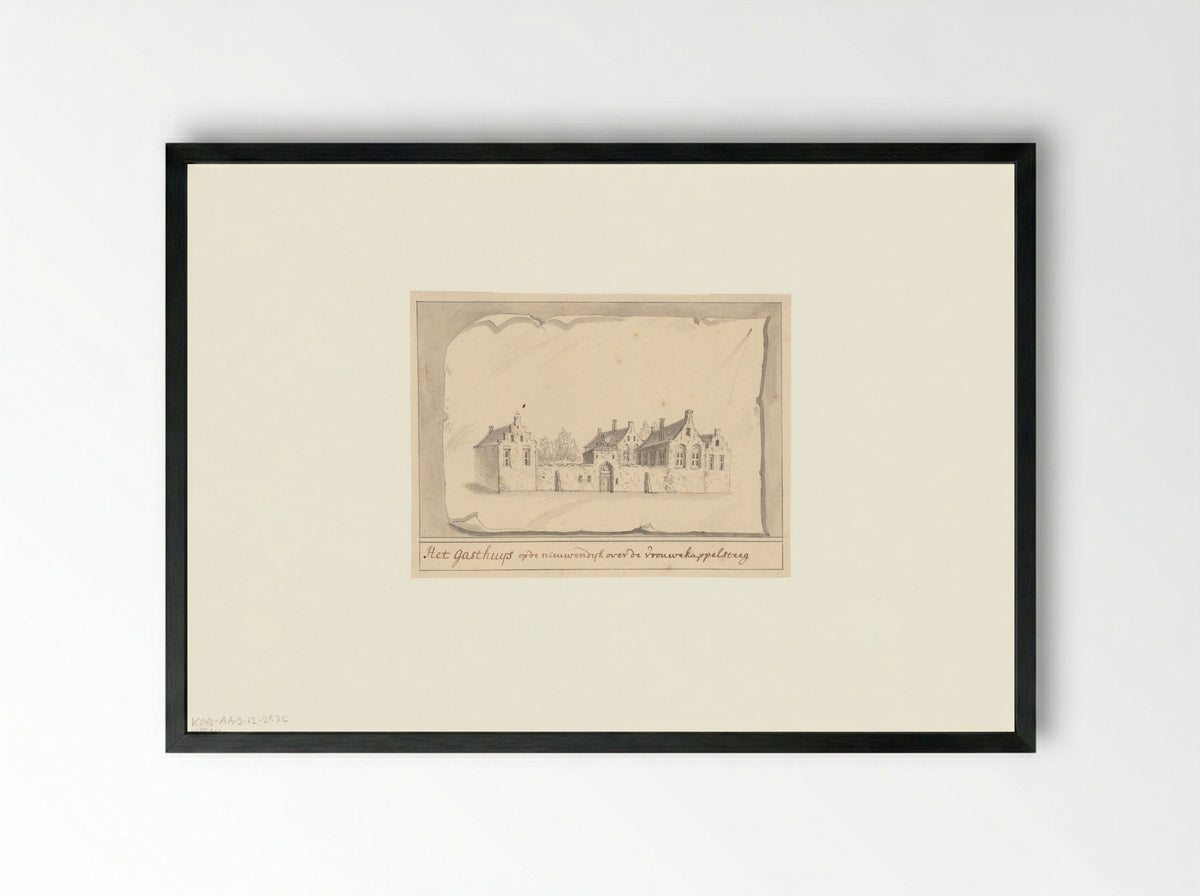 Gezicht op het Onze Lieve Vrouwe Gasthuis aan de Nieuwendijk - Antonina Houbraken - Framed Print Black
