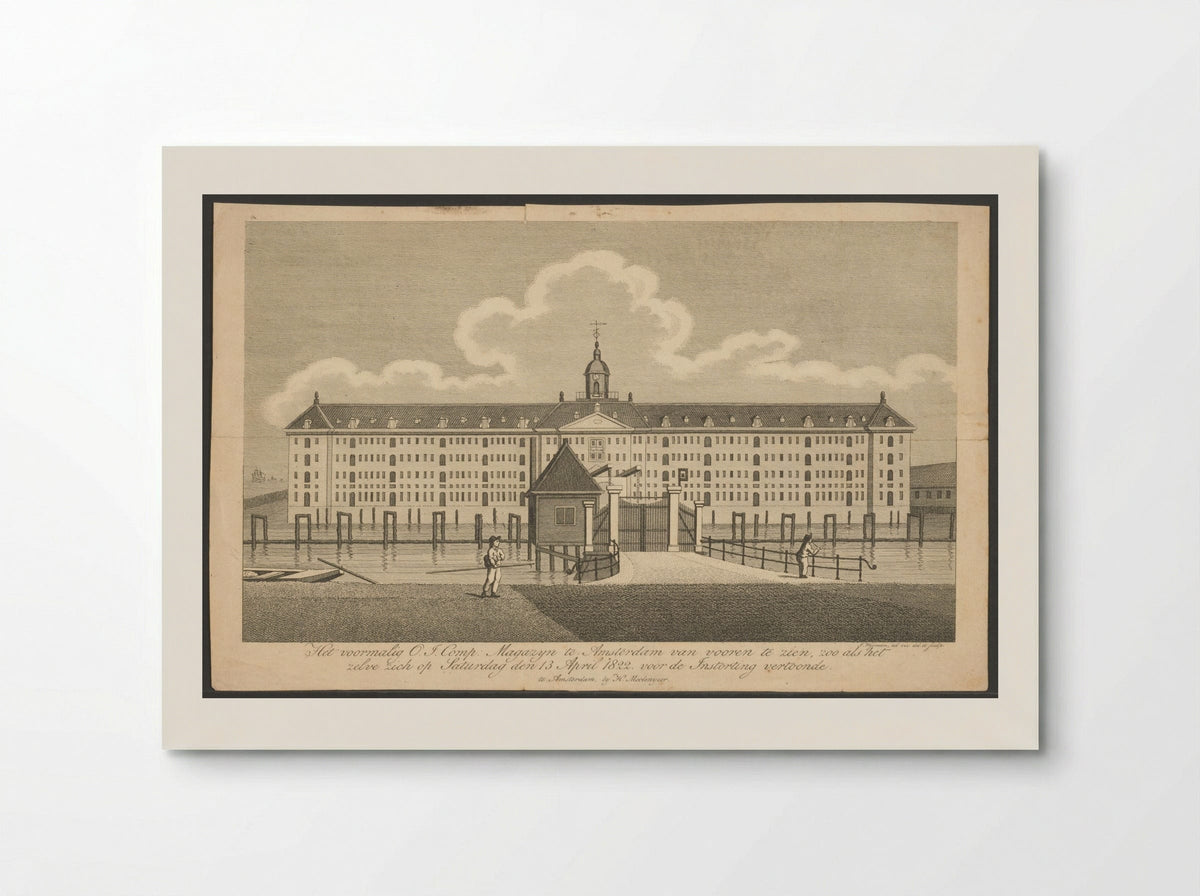 Gezicht op het Oost-Indisch Zeemagazijn te Amsterdam vóór de instorting - Jacobus Wijsman - Poster