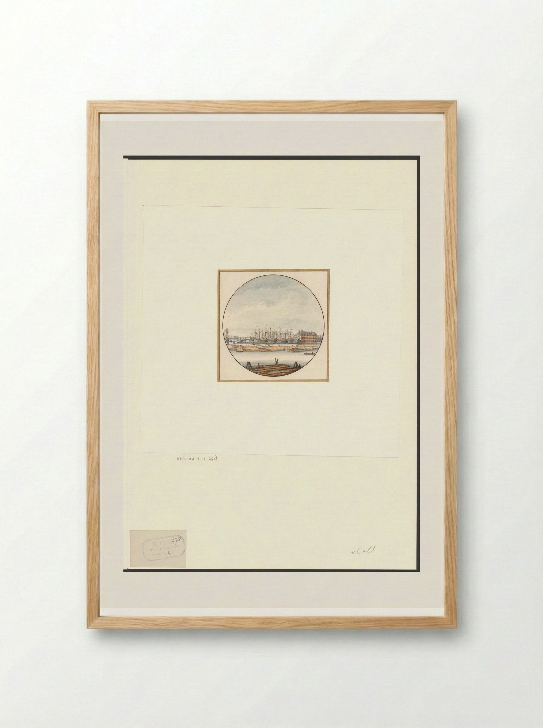 Gezicht op het Oosterdok en 's Lands Zeemagazijn - Jan van Call (I) - Framed Print Wood