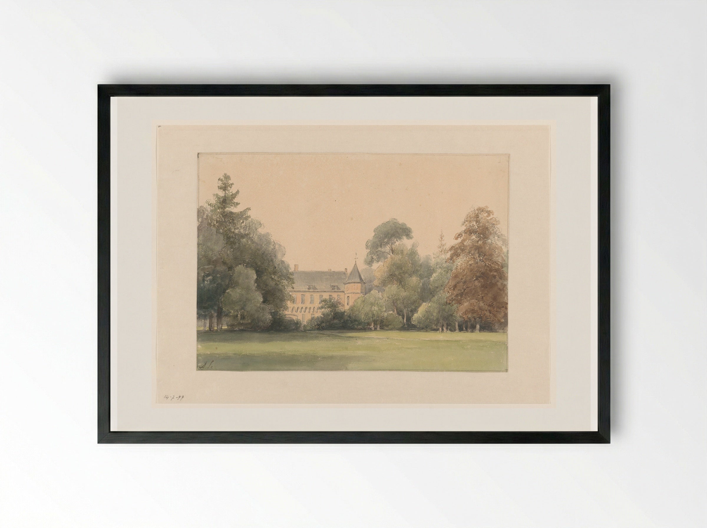Gezicht op het Oude Loo - Andreas Schelfhout - Framed Print Black