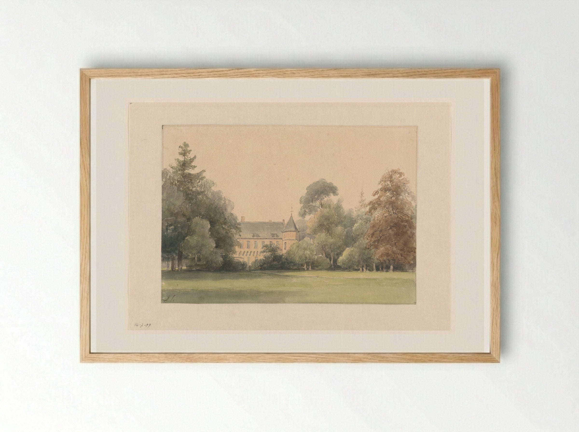 Gezicht op het Oude Loo - Andreas Schelfhout - Framed Print Wood