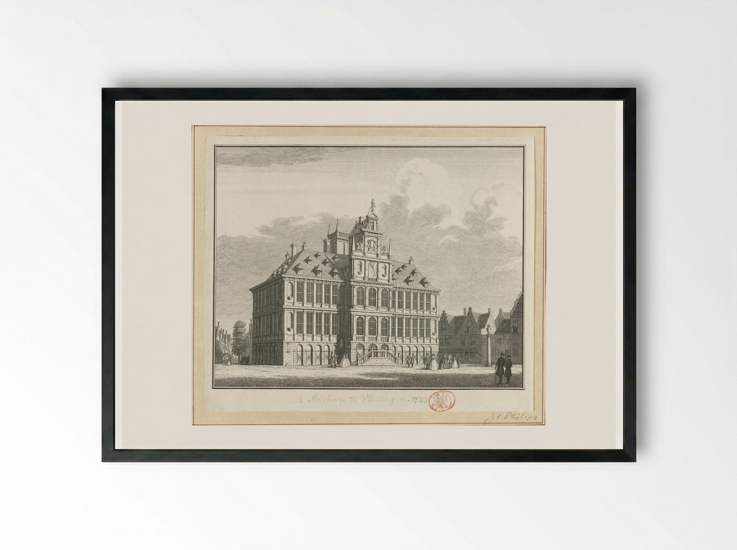 Gezicht op het Oude Stadhuis te Vlissingen - Jan Caspar Philips - Framed Print Black