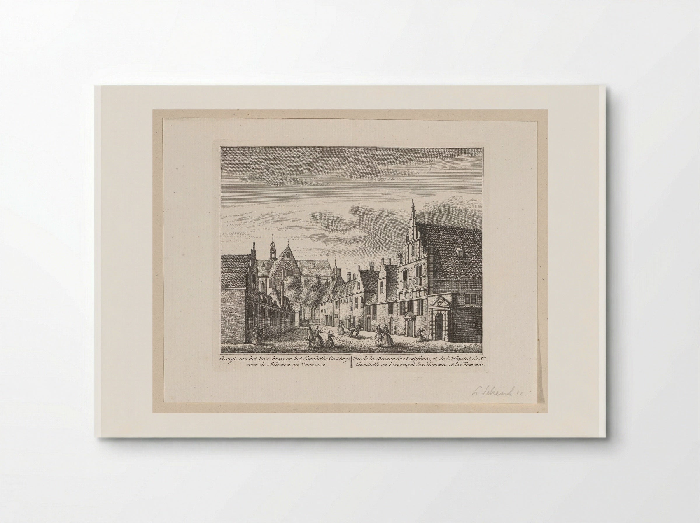Gezicht op het Pesthuis en Sint-Elisabethgasthuis te Alkmaar - Leonard Schenk - Poster