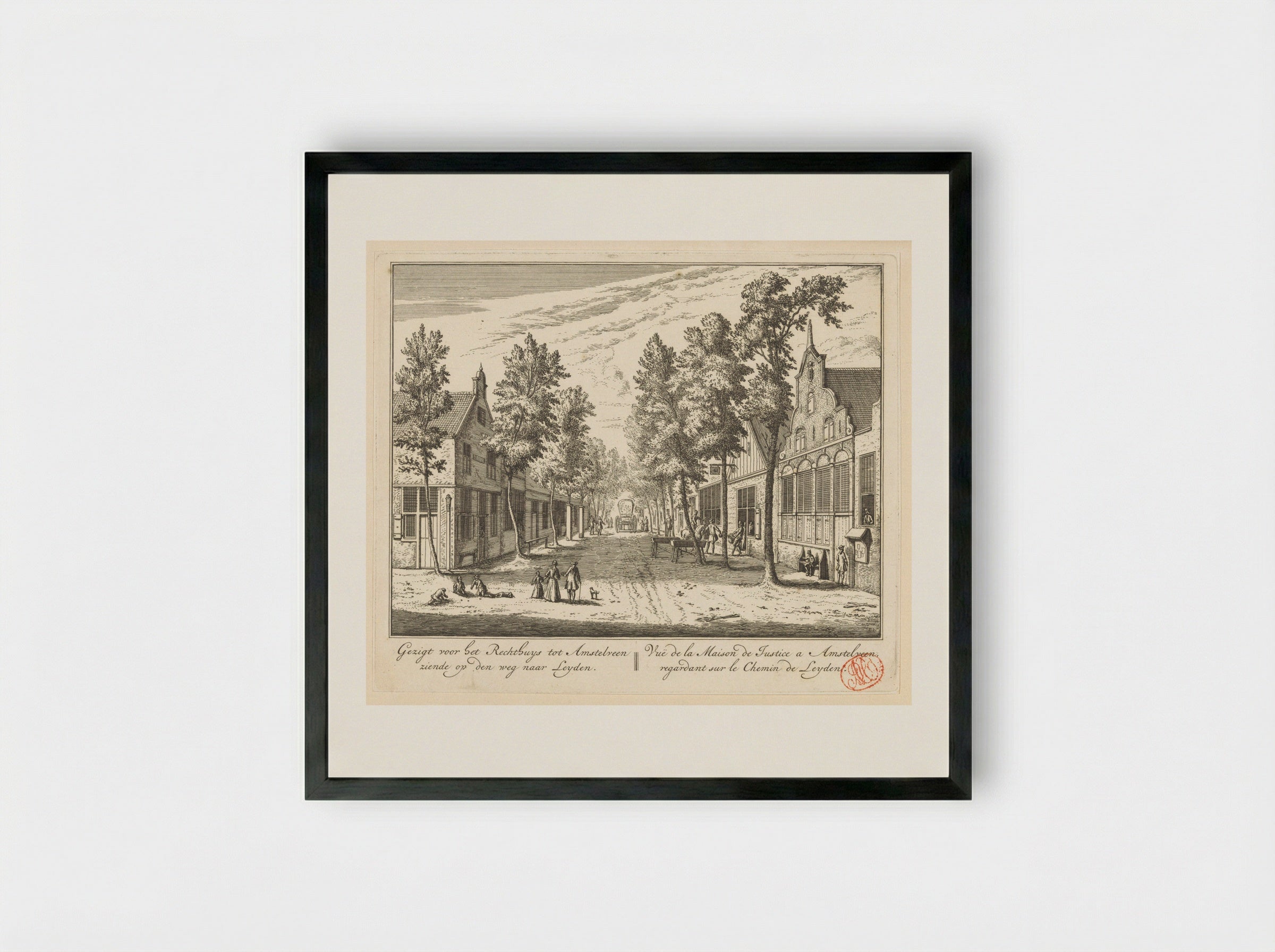 Gezicht op het Rechthuis te Amstelveen - Abraham Rademaker - Framed Print Black