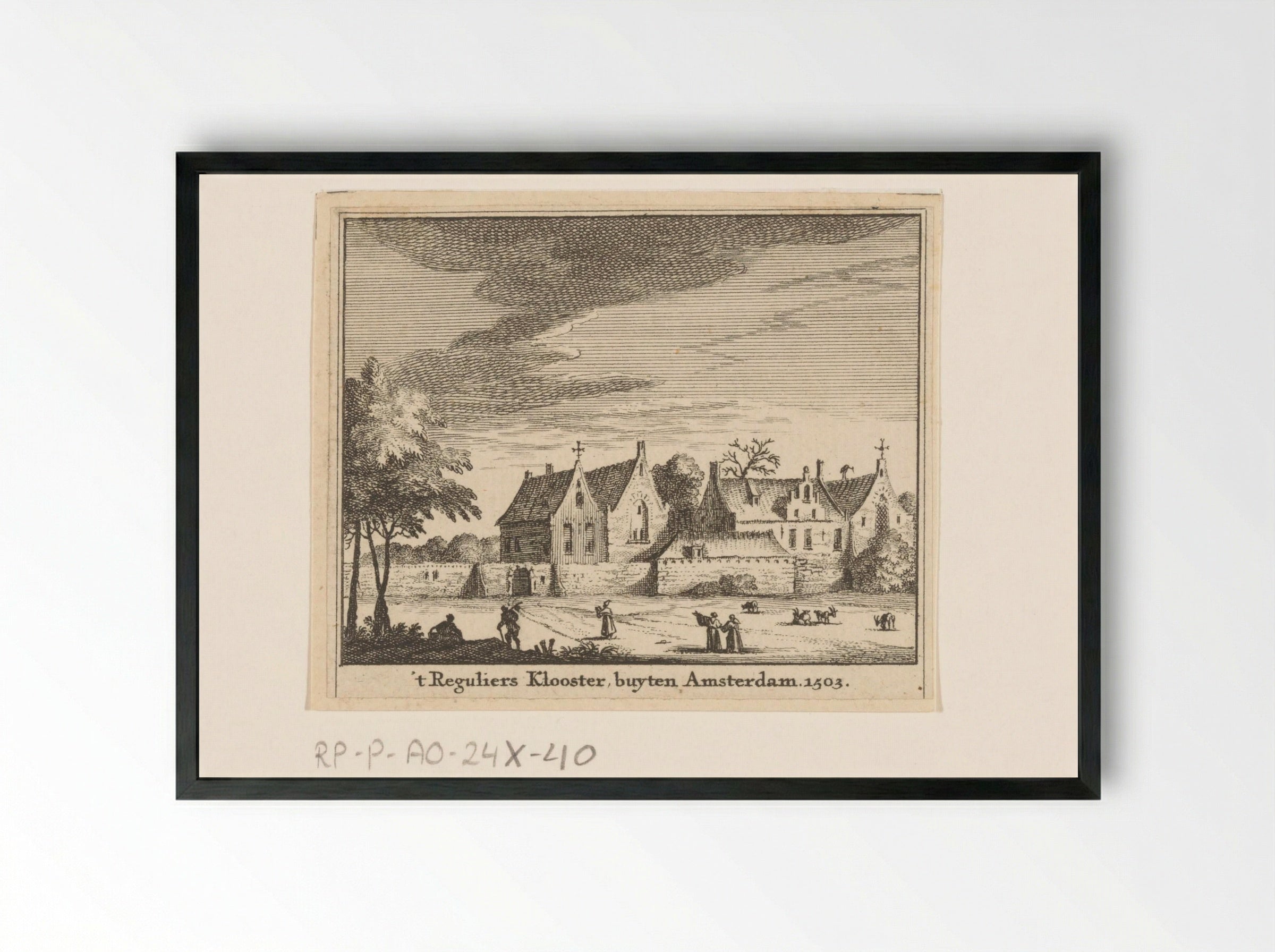 Gezicht op het Reguliersklooster buiten Amsterdam - Jan Goeree - Framed Print Black