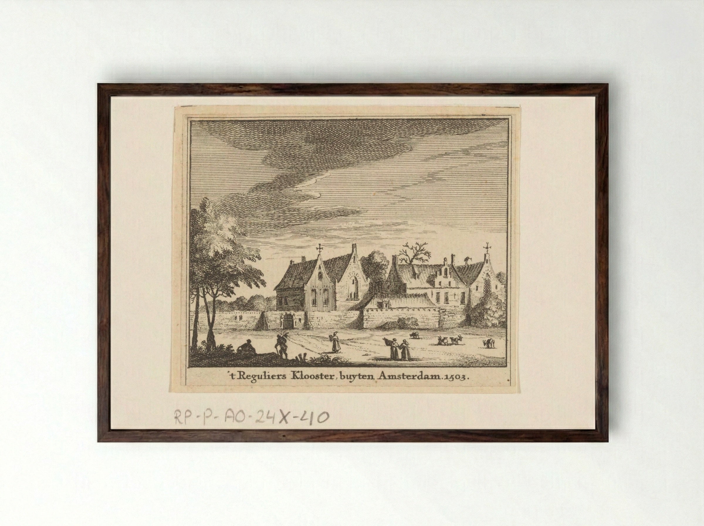 Gezicht op het Reguliersklooster buiten Amsterdam - Jan Goeree - Framed Print Dark Wood