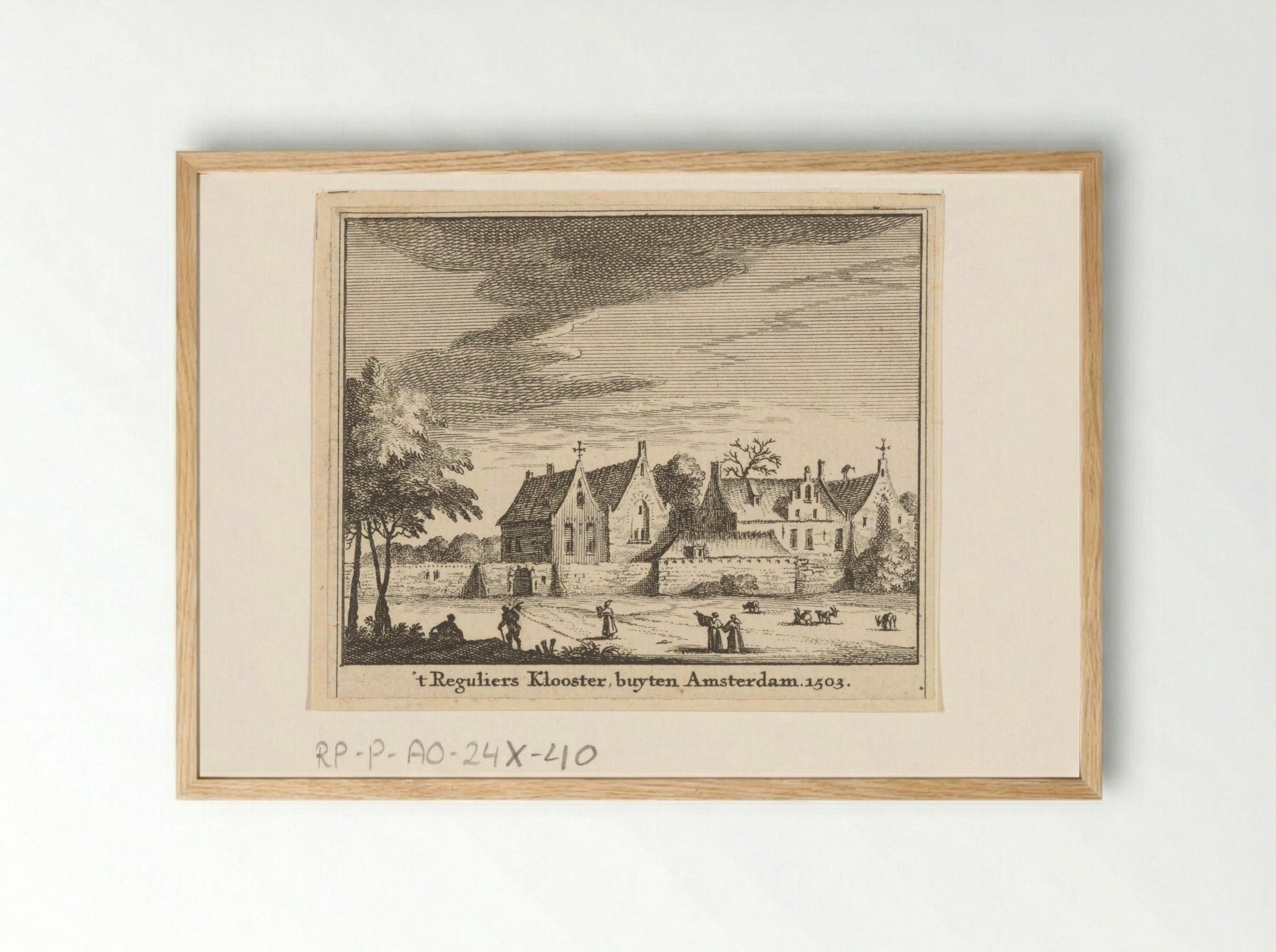Gezicht op het Reguliersklooster buiten Amsterdam - Jan Goeree - Framed Print Wood