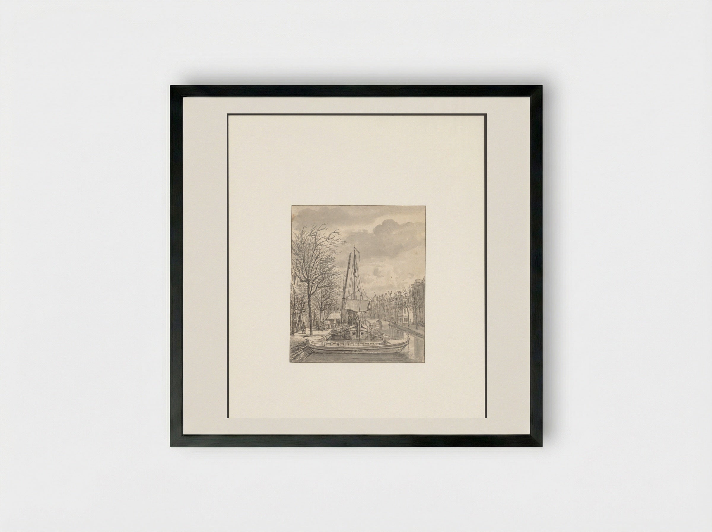 Gezicht op het Singel bij de Kleerenveer - Gerrit Lamberts - Framed Print Black
