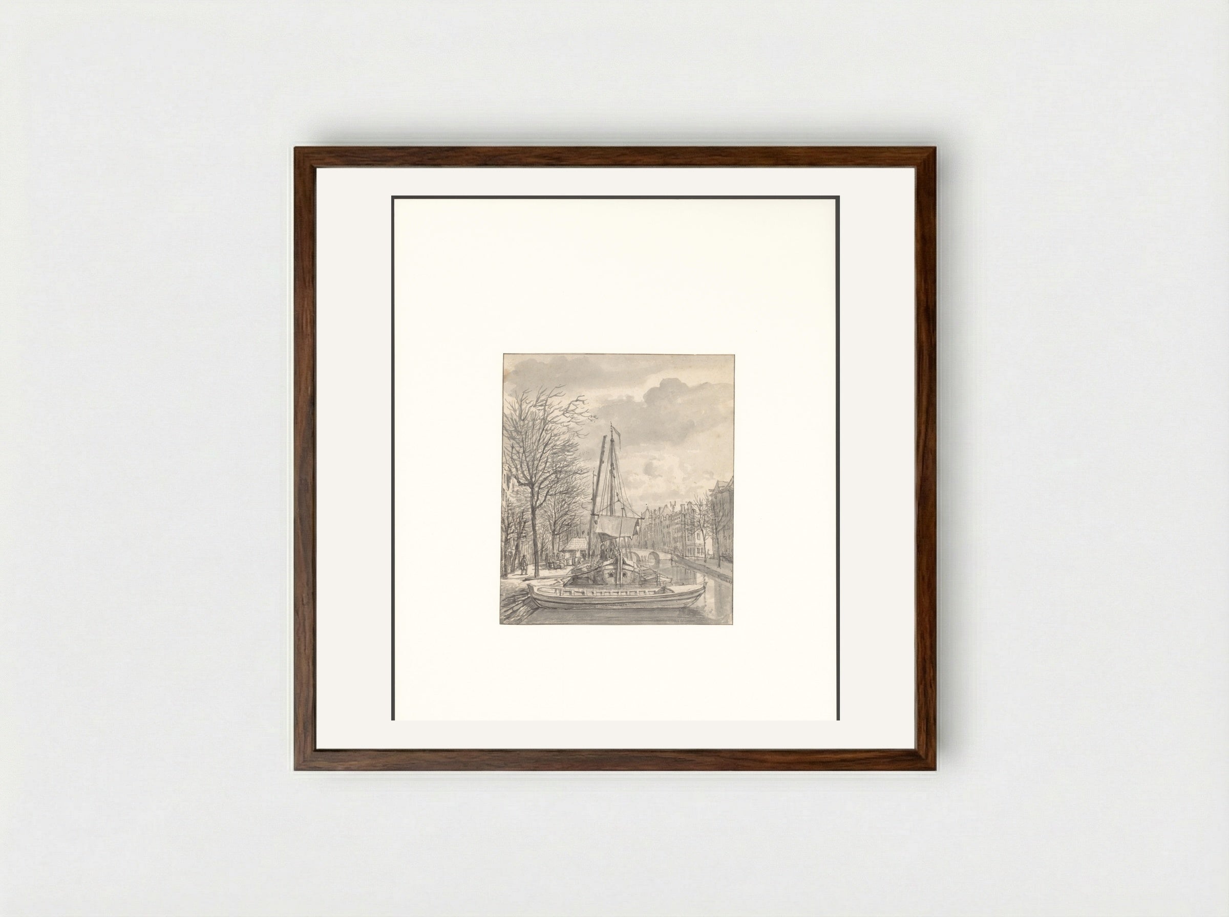 Gezicht op het Singel bij de Kleerenveer - Gerrit Lamberts - Framed Print Dark Wood