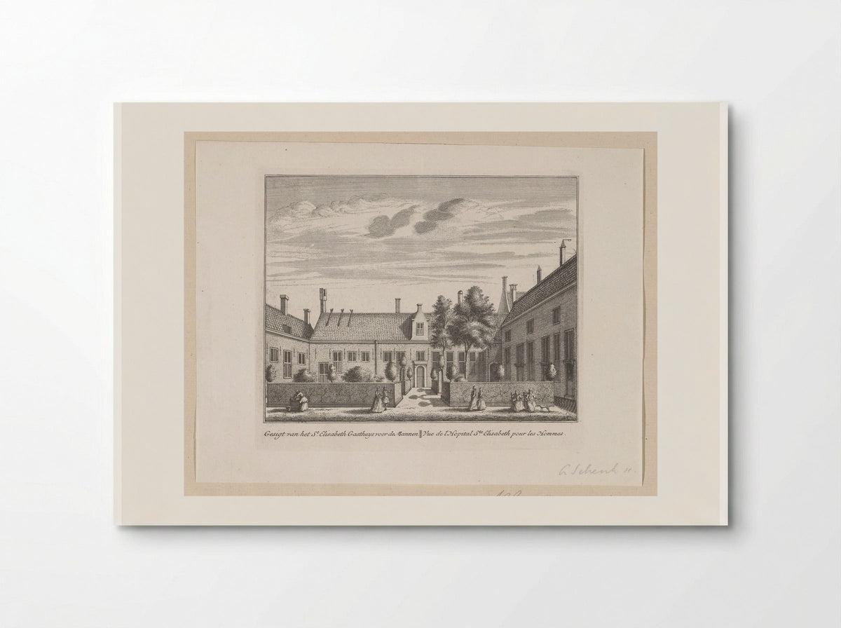 Gezicht op het Sint-Elisabethgasthuis voor mannen te Alkmaar - Leonard Schenk - Poster