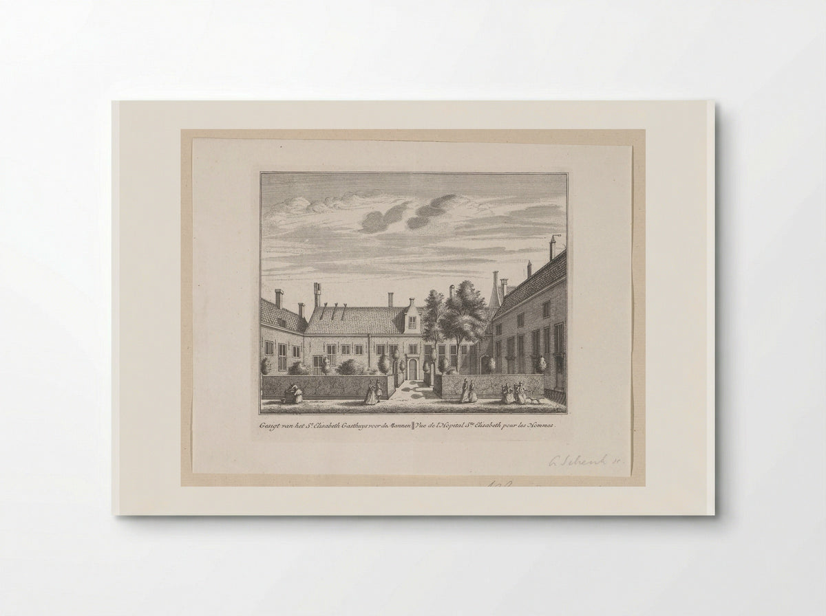 Gezicht op het Sint-Elisabethgasthuis voor mannen te Alkmaar - Leonard Schenk - Poster