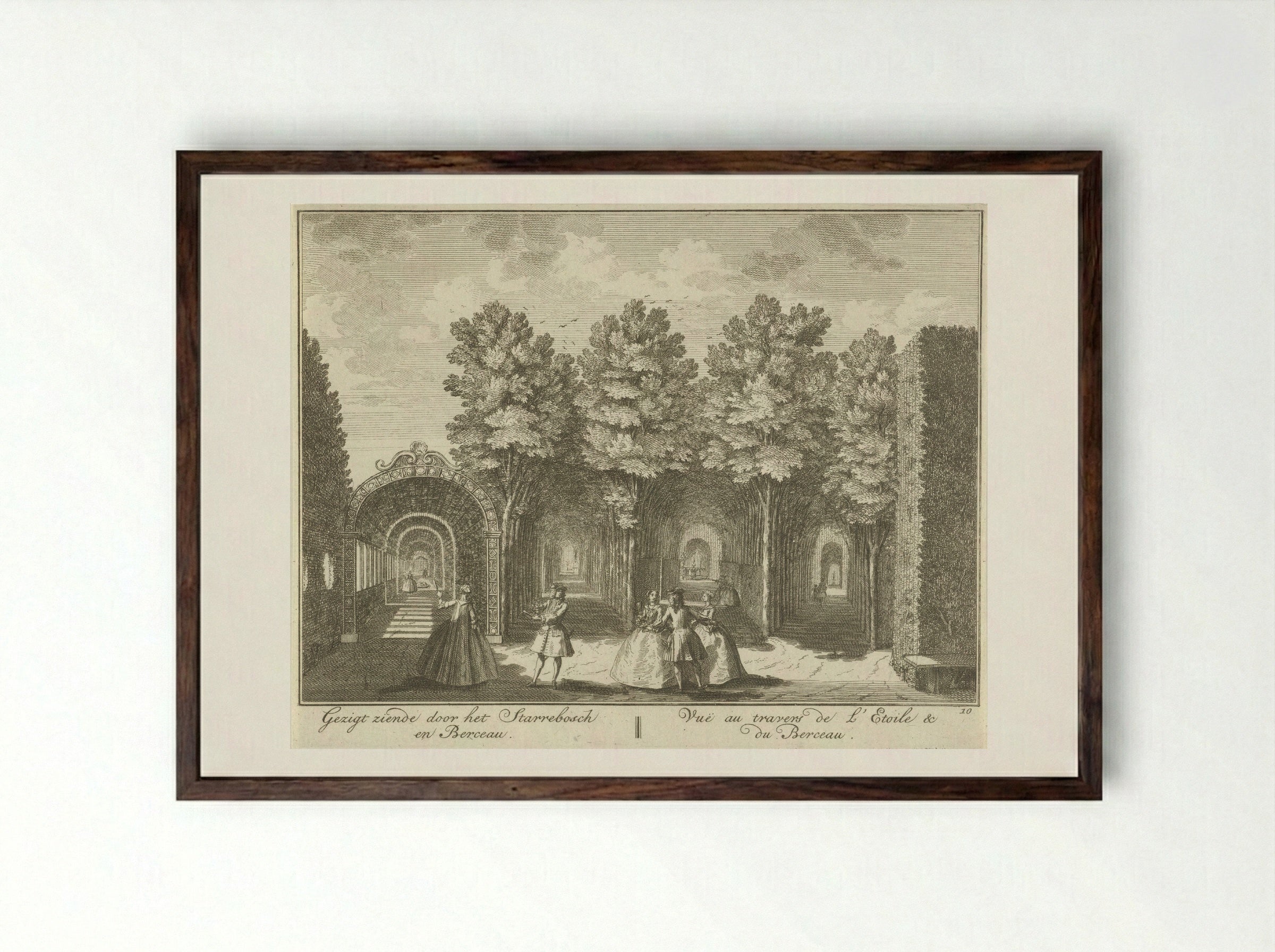 Gezicht op het Sterrenbos in de tuin van Huis ter Meer te Maarssen - Hendrik de Leth - Framed Print Dark Wood
