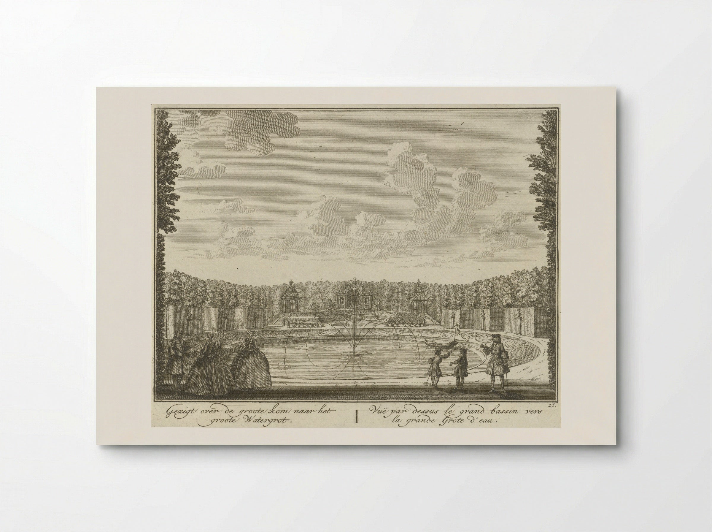 Gezicht op het bassin richting de watergrot in de tuin van Huis ter Meer te Maarssen - Hendrik de Leth - Poster