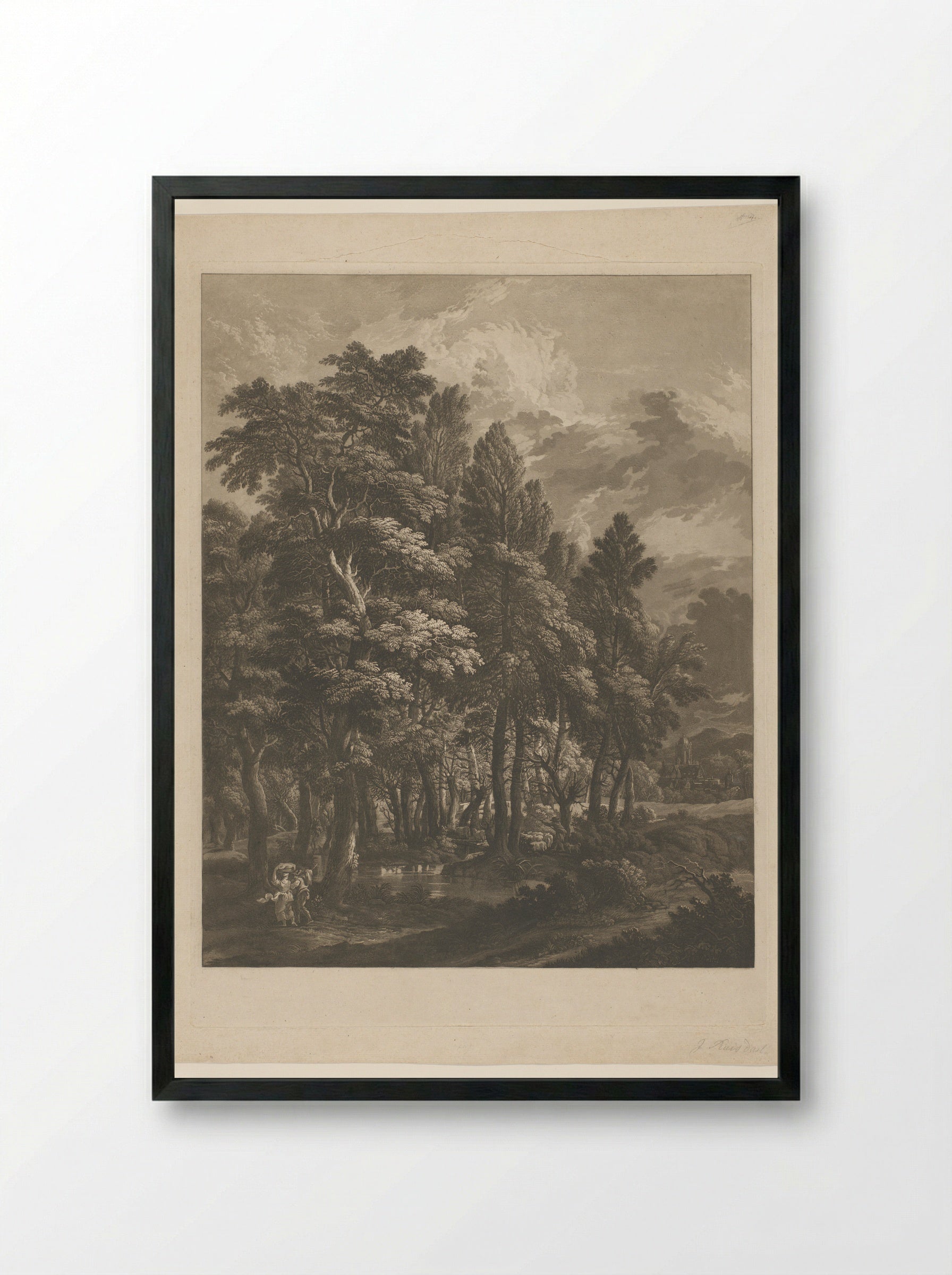 Gezicht op het bos aan de zijde van het Strahlenberger landgoed bij Frankfurt am Main - Maria Catharina Prestel - Framed Print Black