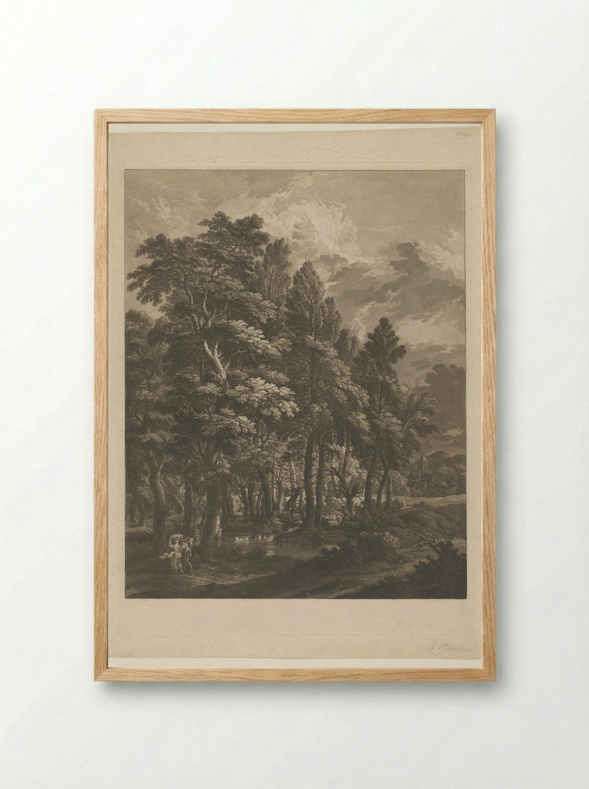 Gezicht op het bos aan de zijde van het Strahlenberger landgoed bij Frankfurt am Main - Maria Catharina Prestel - Framed Print Wood