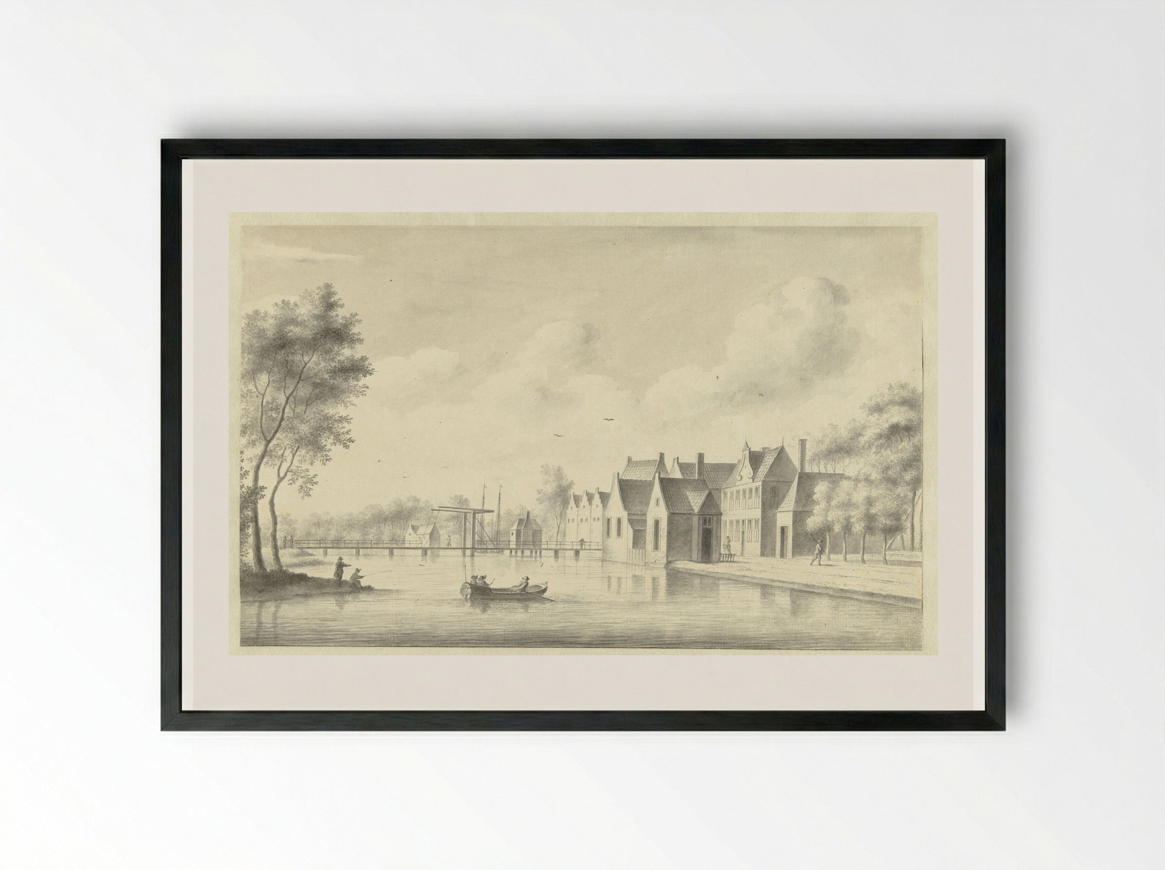 Gezicht op het dorp Nieuwersluis - Abraham Rademaker - Framed Print Black