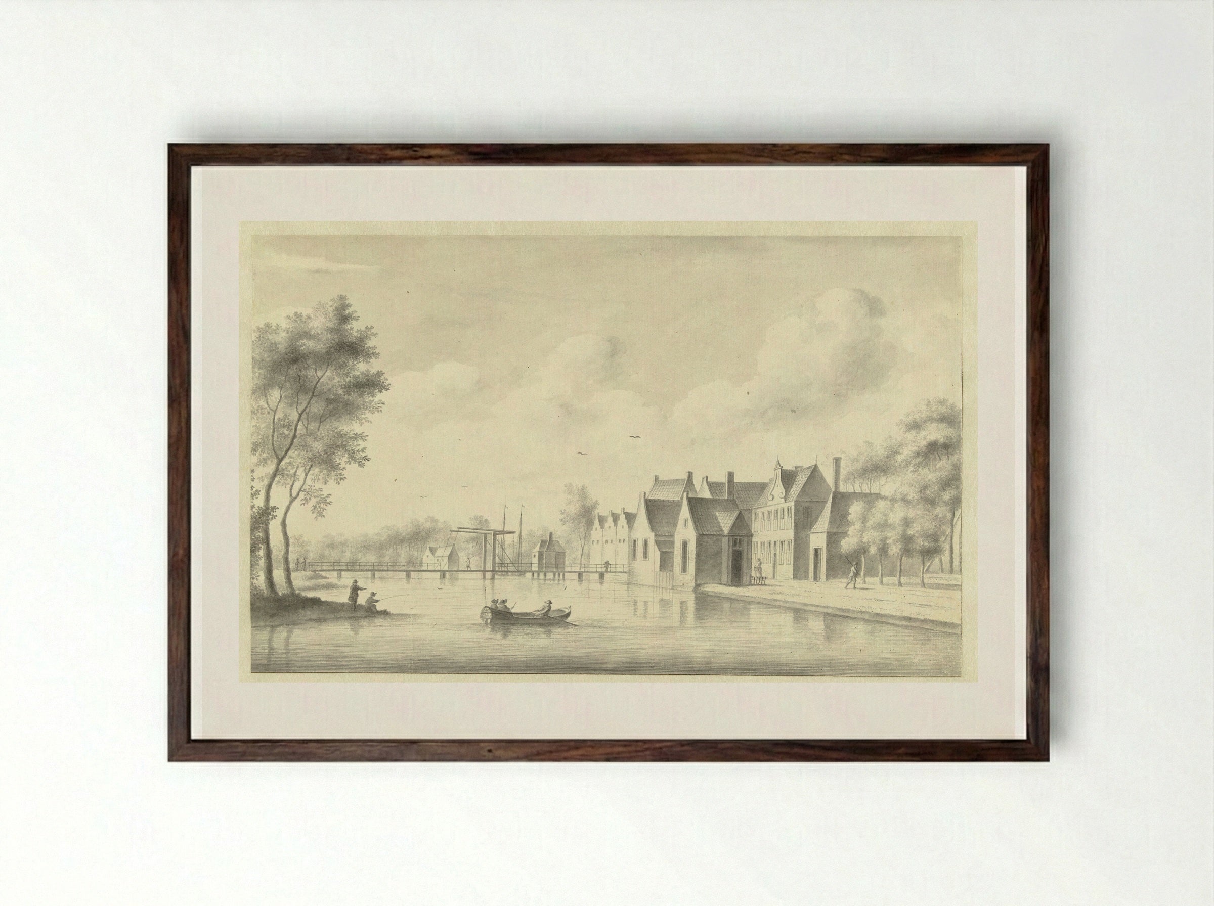 Gezicht op het dorp Nieuwersluis - Abraham Rademaker - Framed Print Dark Wood