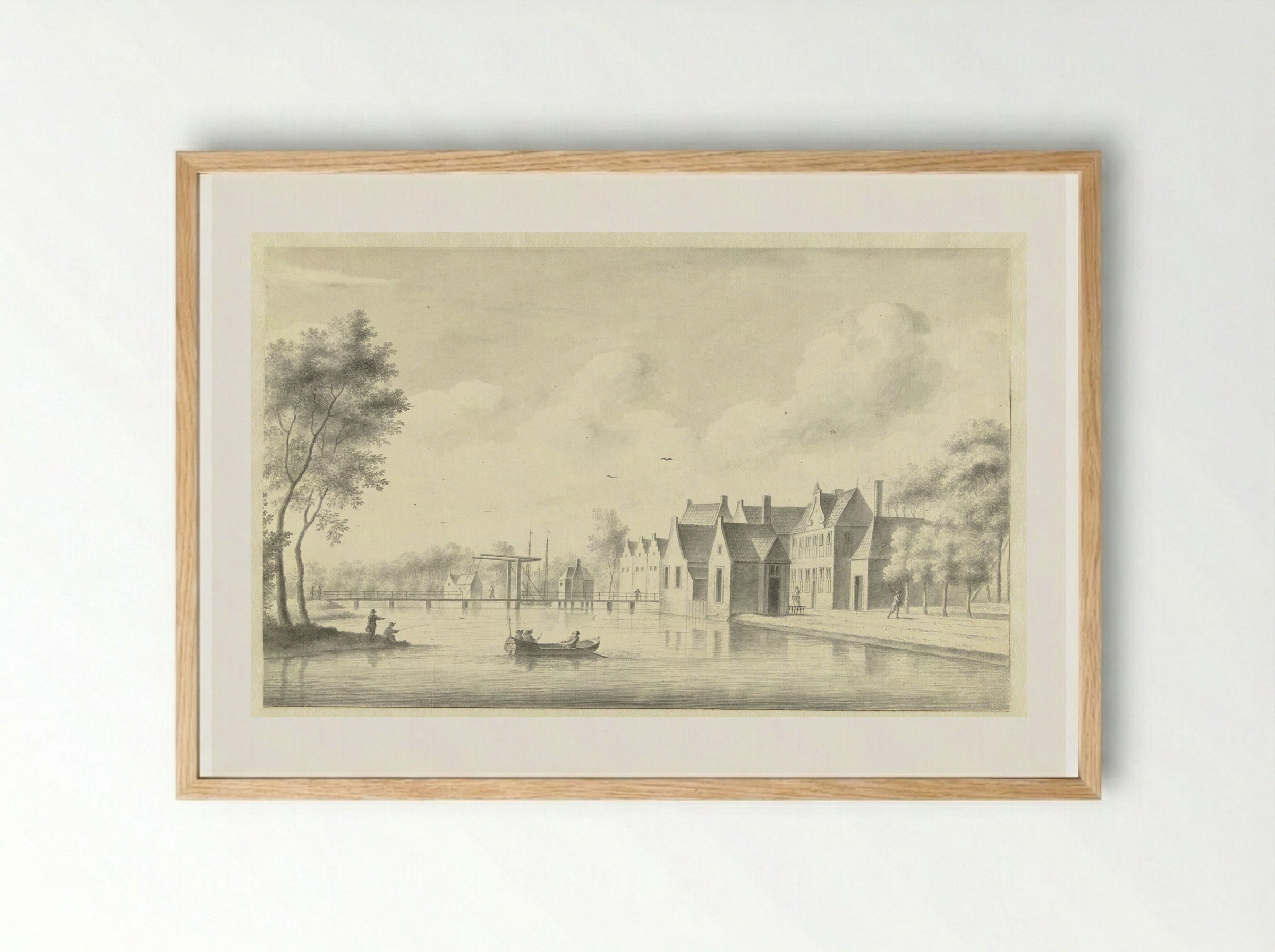 Gezicht op het dorp Nieuwersluis - Abraham Rademaker - Framed Print Wood