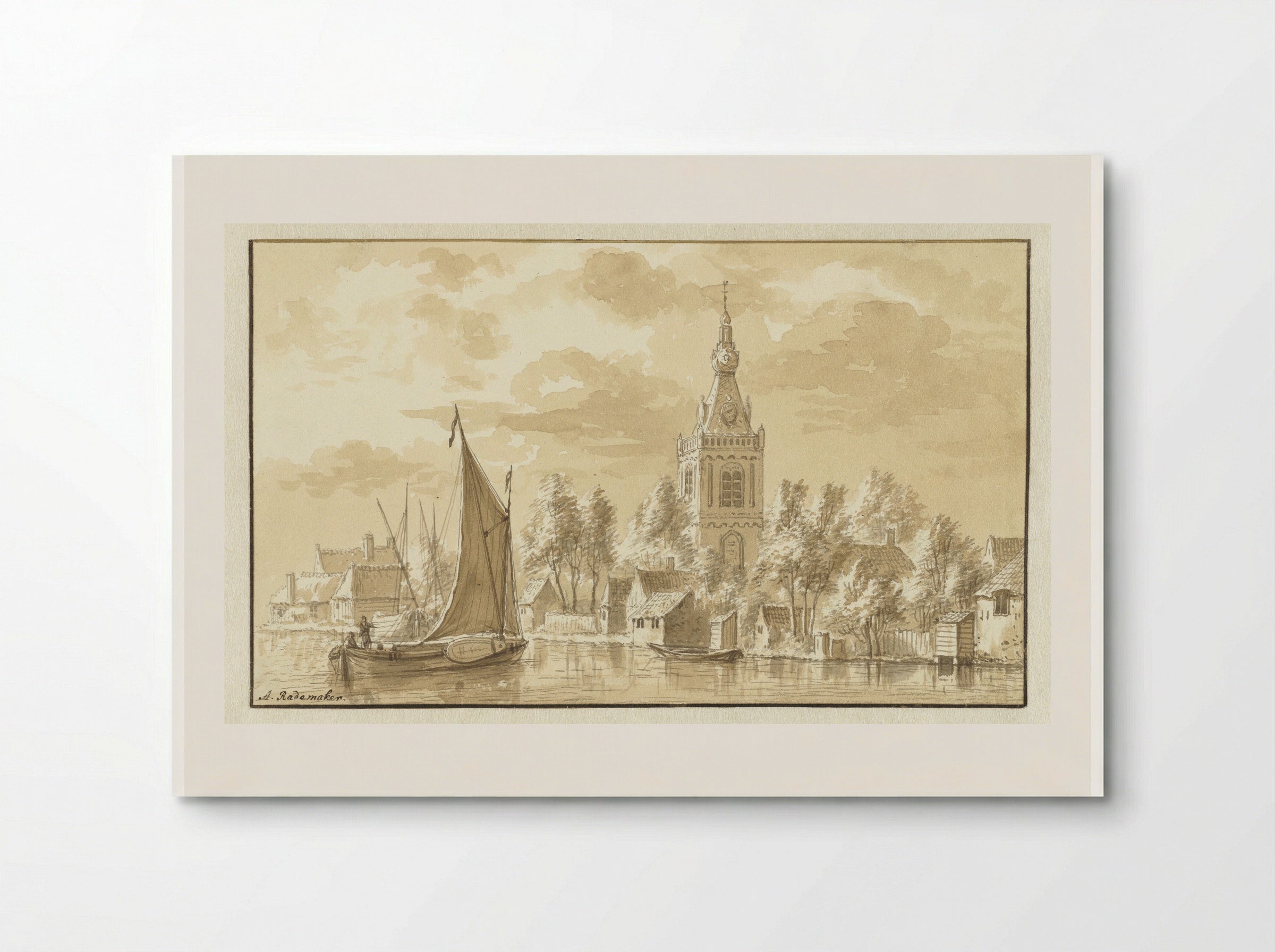 Gezicht op het dorp Overschie - Abraham Rademaker - Poster