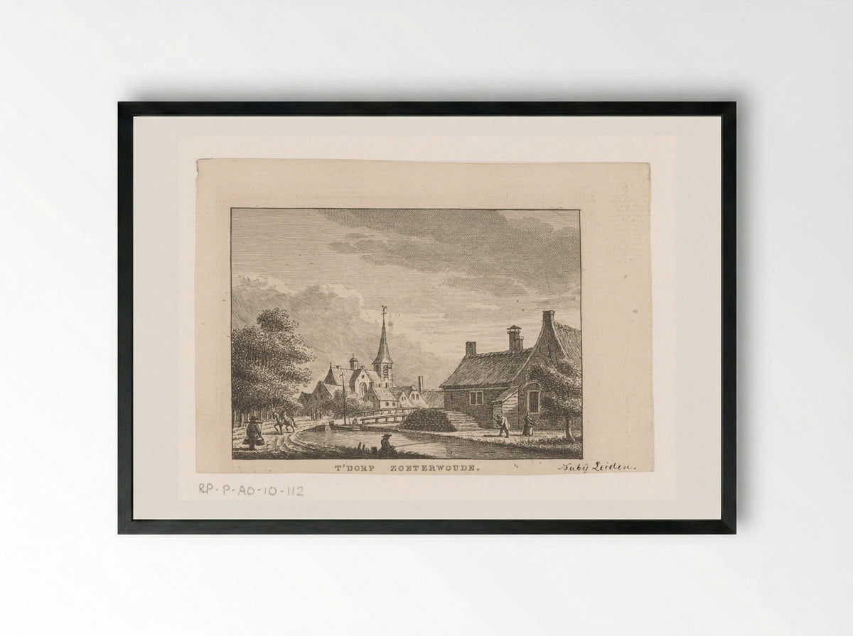 Gezicht op het dorp Zoeterwoude - Carel Frederik Bendorp (I) - Framed Print Black