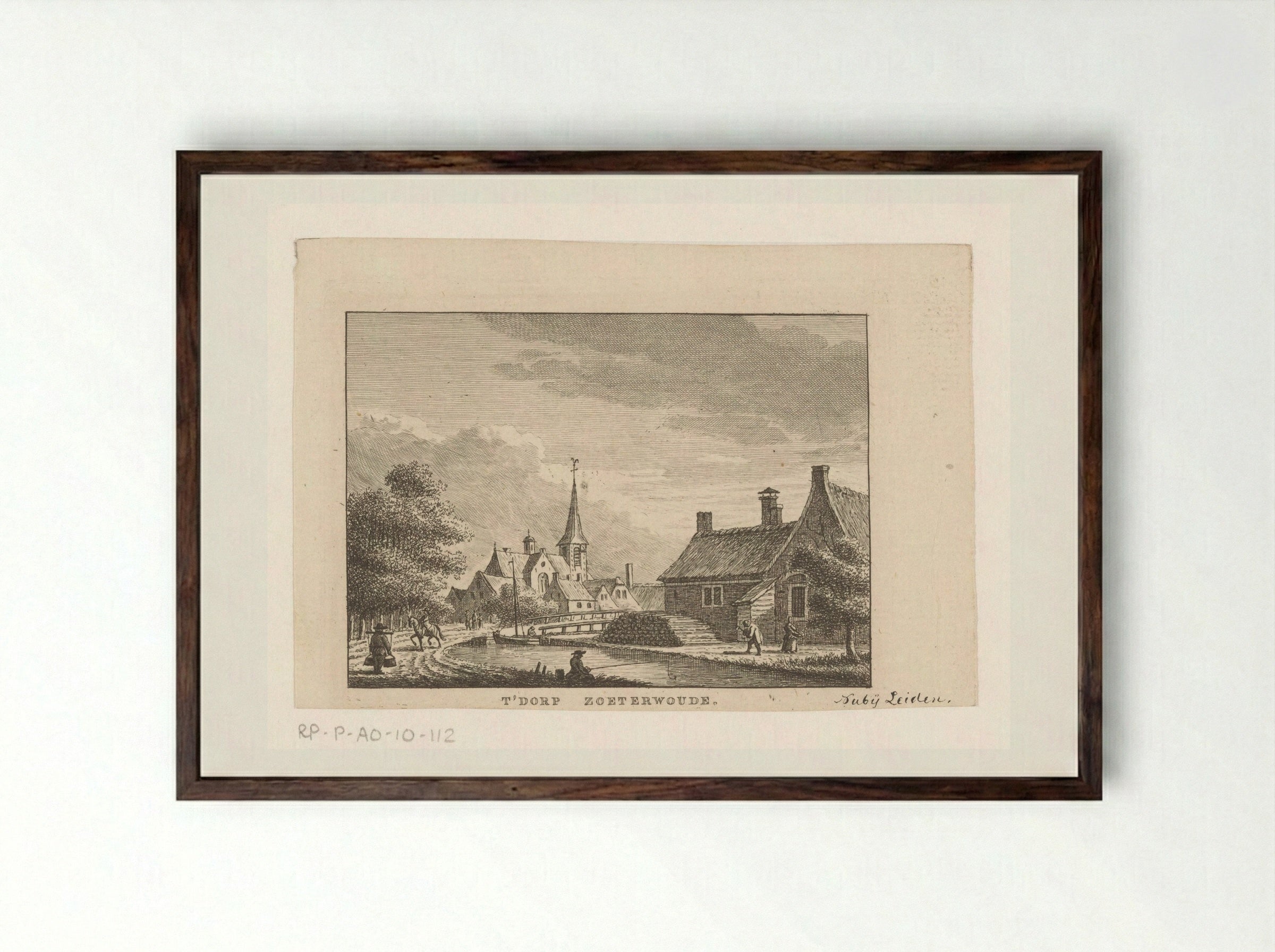 Gezicht op het dorp Zoeterwoude - Carel Frederik Bendorp (I) - Framed Print Dark Wood