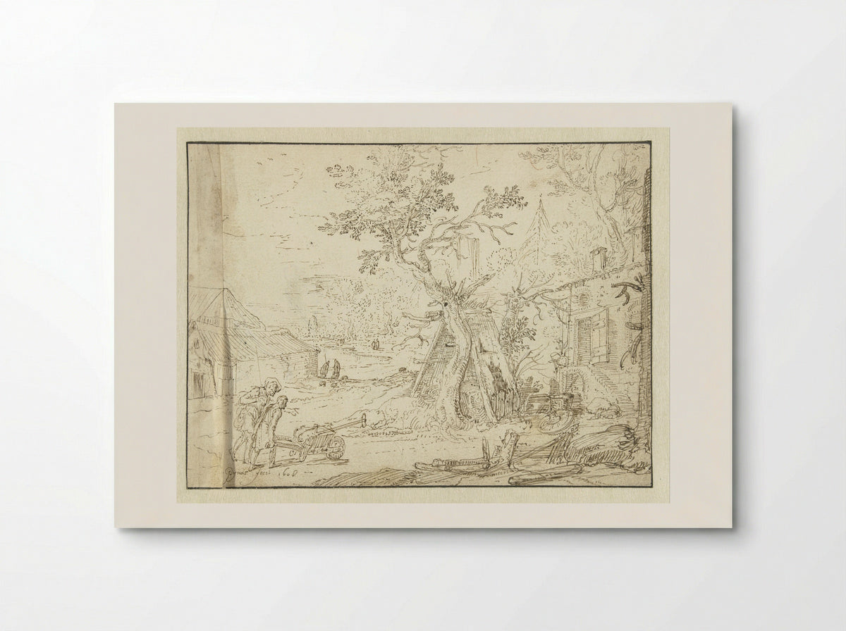 Gezicht op het erf van een boerderij - Jan Symonsz. Pynas - Poster