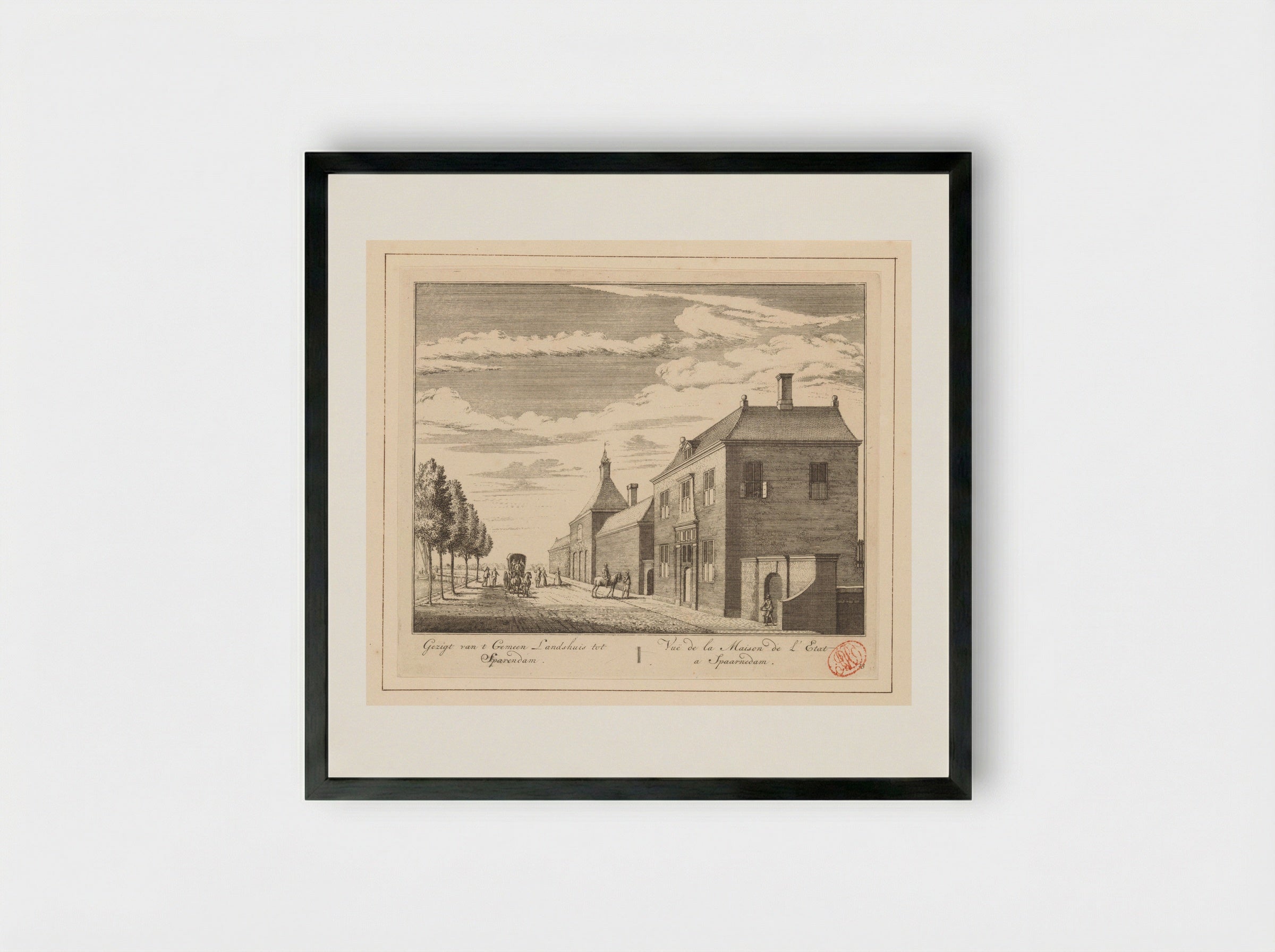 Gezicht op het gemeenlandshuis te Spaarndam - Abraham Rademaker - Framed Print Black