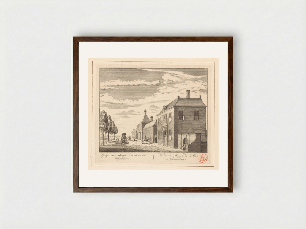 Gezicht op het gemeenlandshuis te Spaarndam - Abraham Rademaker - Framed Print Dark Wood