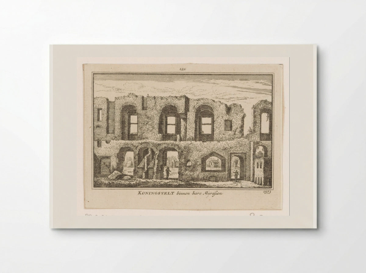 Gezicht op het geruïneerde interieur van het klooster Koningsveld - Abraham Rademaker - Poster
