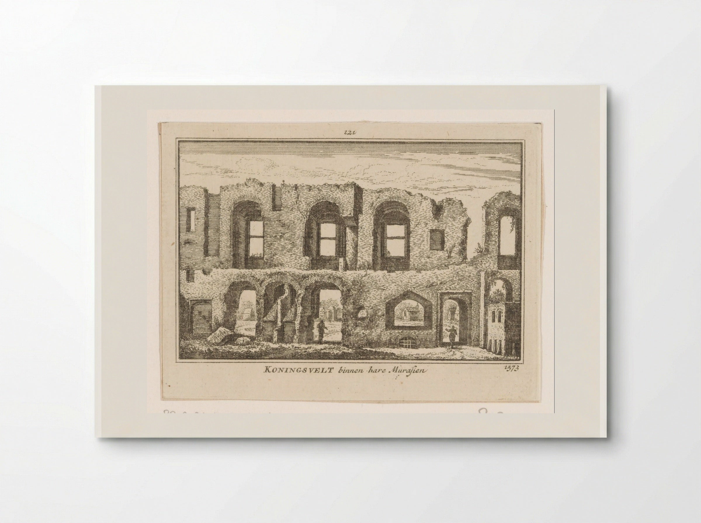 Gezicht op het geruïneerde interieur van het klooster Koningsveld - Abraham Rademaker - Poster
