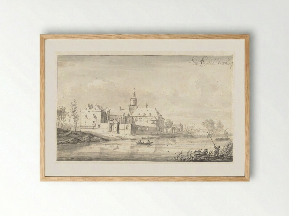 Gezicht op het kasteel Nijenrode aan de Vecht - Jan Baptist Weenix - Framed Print Wood