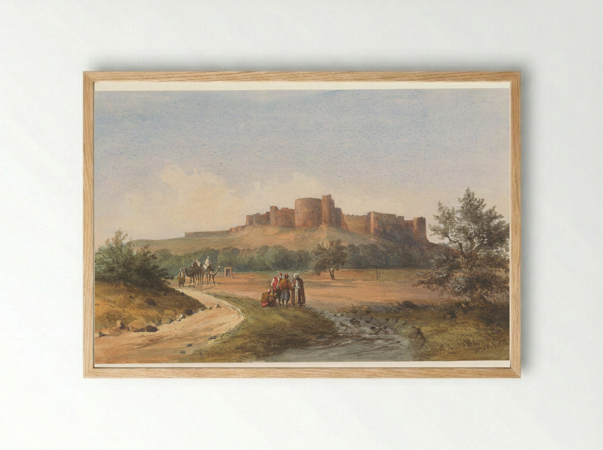 Gezicht op het kasteel St. Louis te Sidon, Libanon - Charles William Meredith van de Velde - Framed Print Wood