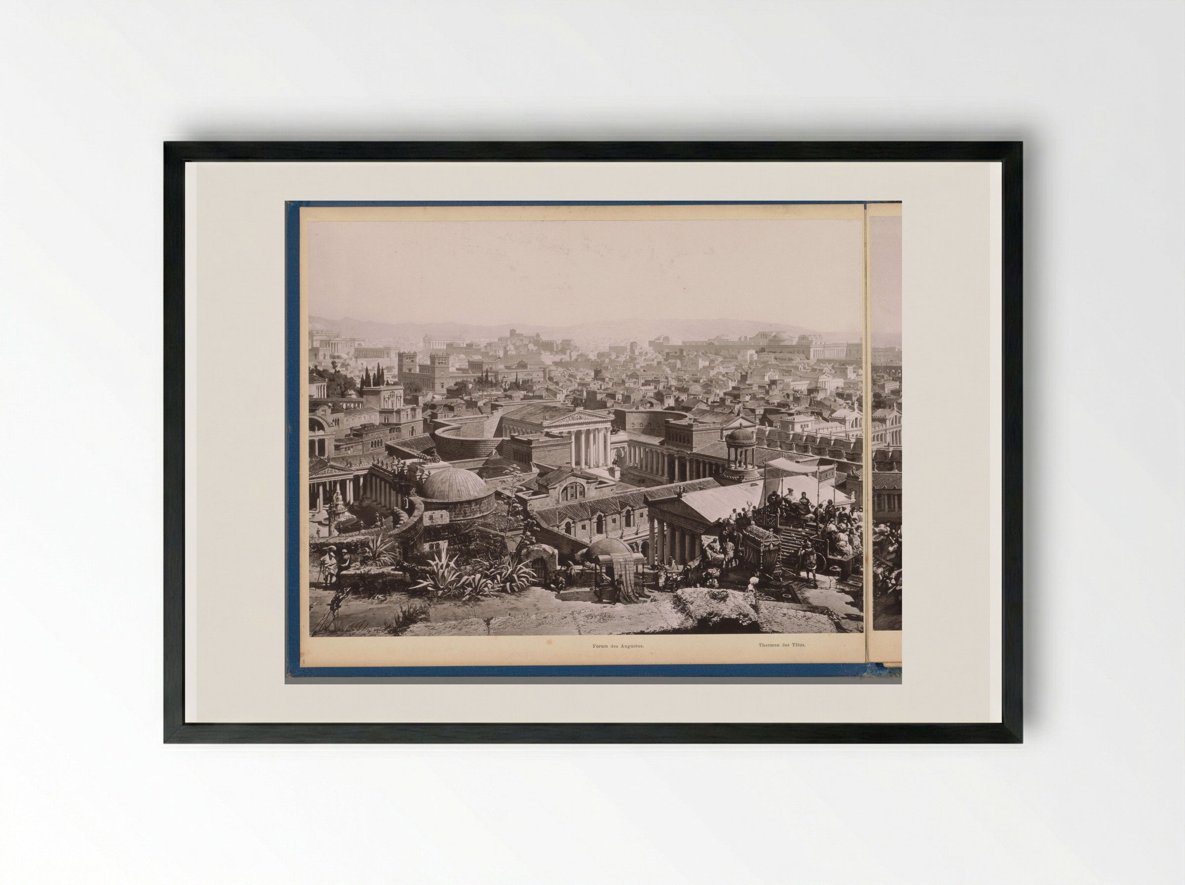 Gezicht op het oude Rome: het Forum van Augustus en de Thermen van Titus - Franz Hanfstaengl - Framed Print Black