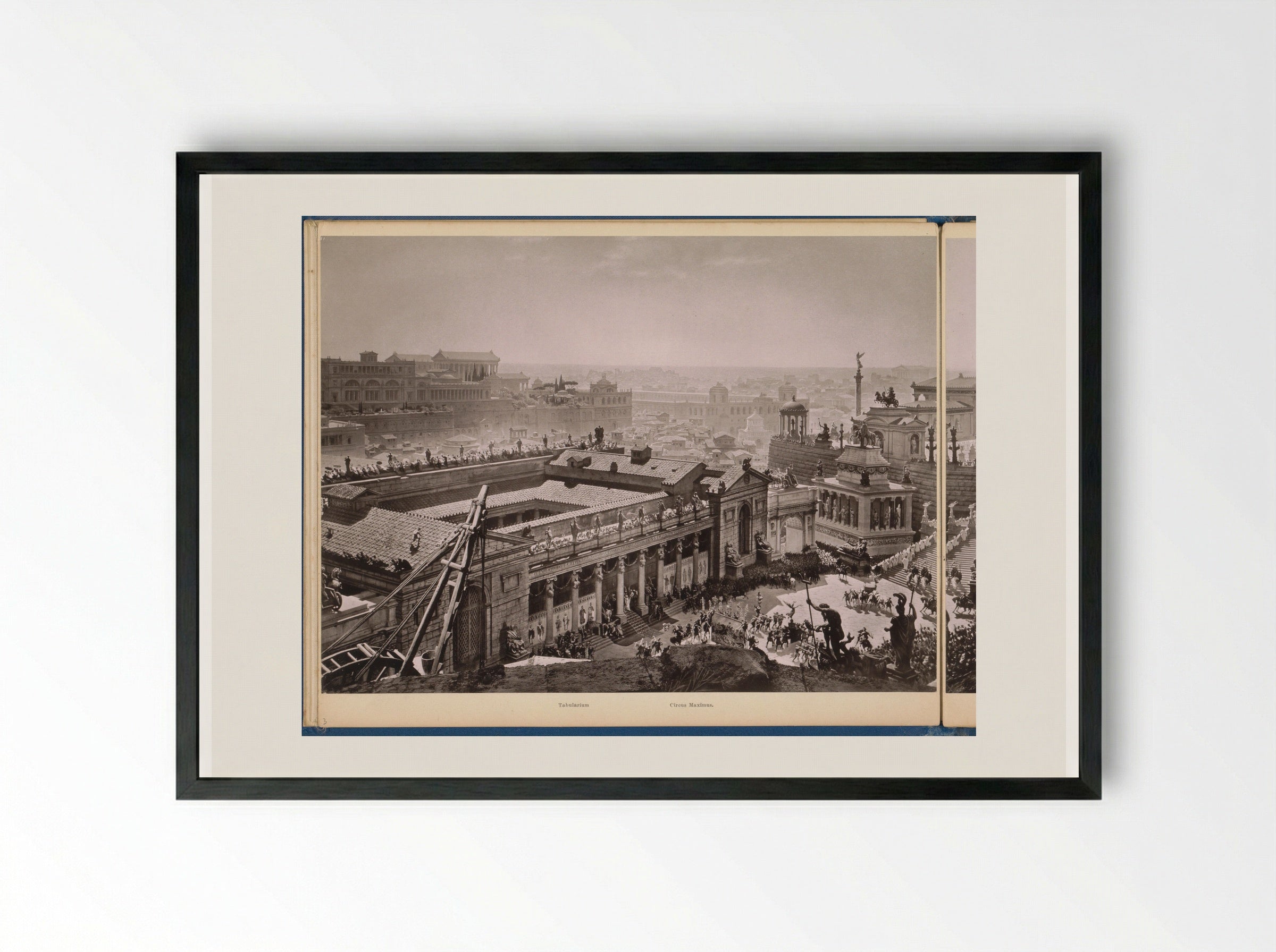Gezicht op het oude Rome: het Tabularium en het Circus Maximus - Franz Hanfstaengl - Framed Print Black