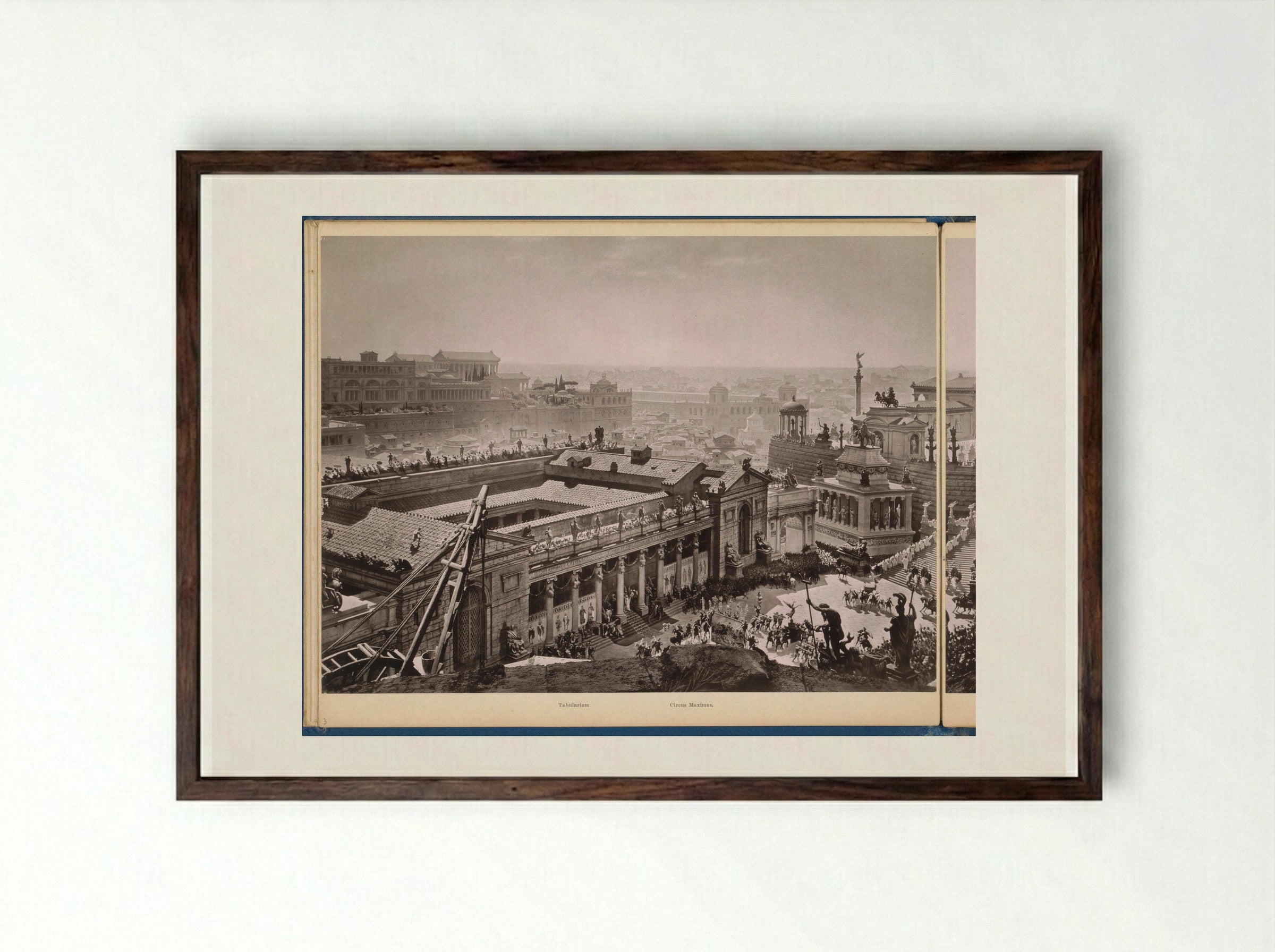 Gezicht op het oude Rome: het Tabularium en het Circus Maximus - Franz Hanfstaengl - Framed Print Dark Wood