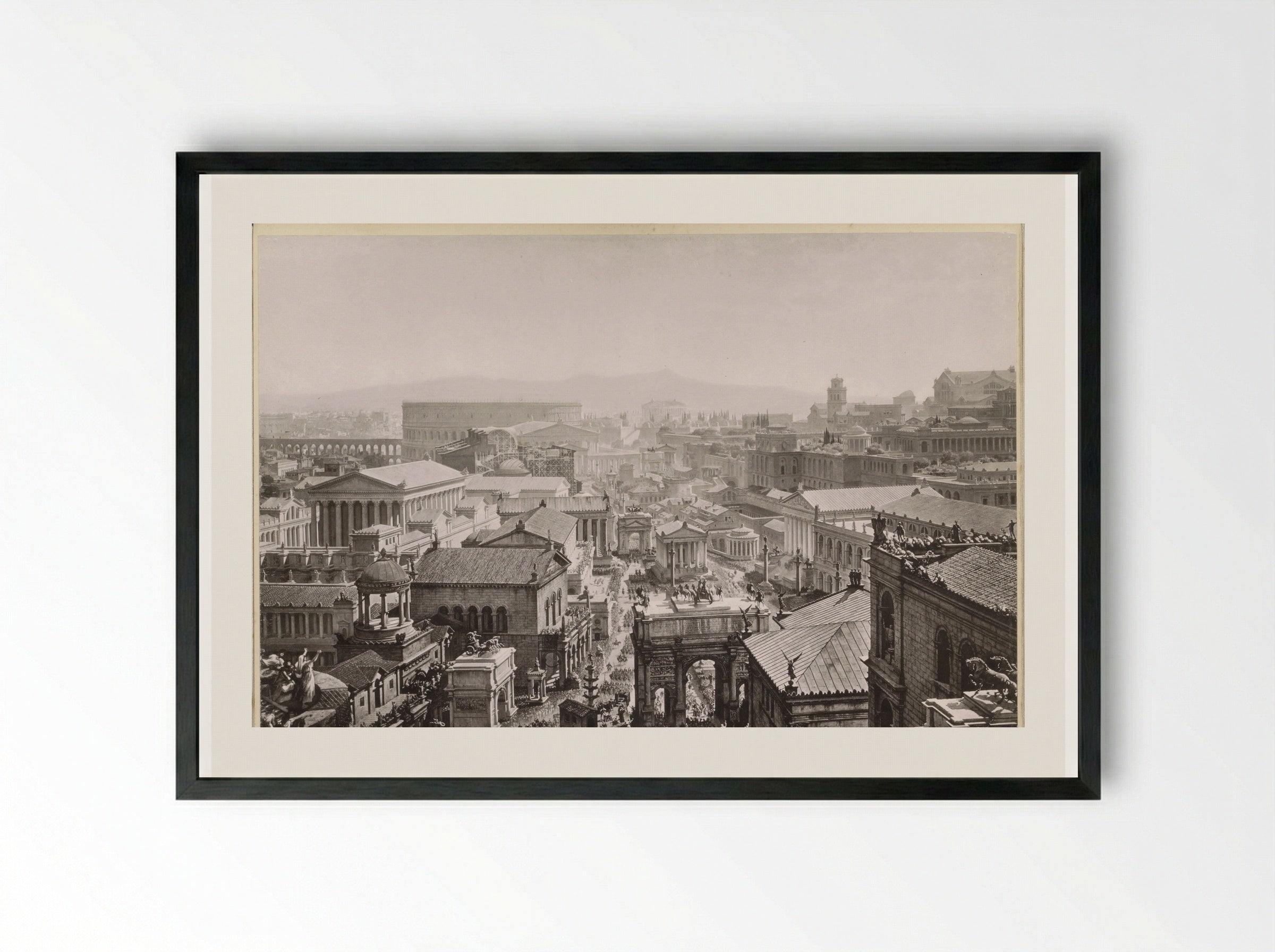Gezicht op het oude Rome - Franz Hanfstaengl - Framed Print Black