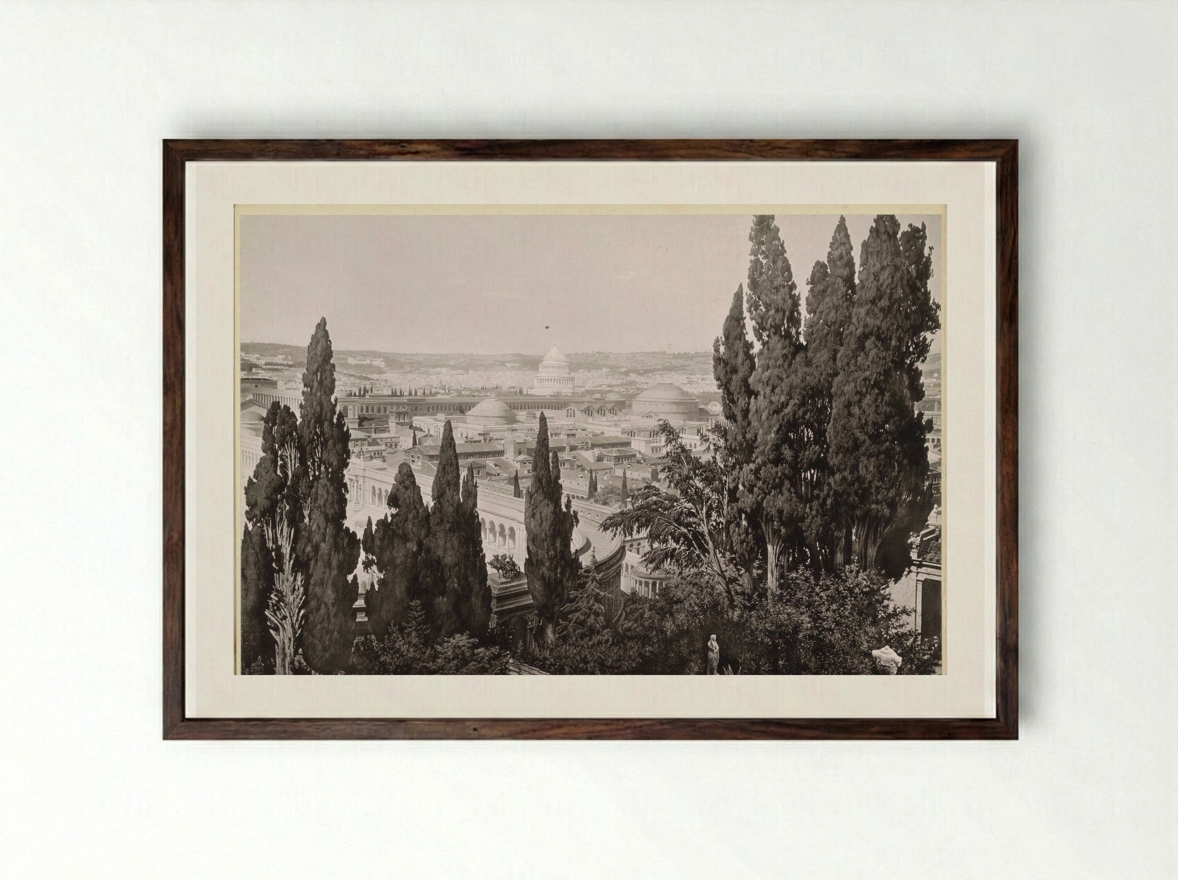 Gezicht op het oude Rome - Franz Hanfstaengl - Framed Print Dark Wood