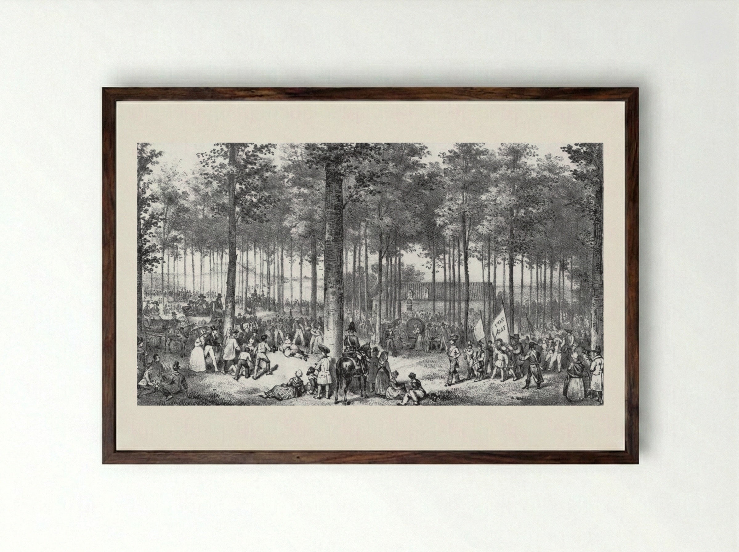 Gezicht op het oude paleis van justitie - Jean Baptiste Ambroise Marcellin Jobard - Framed Print Dark Wood