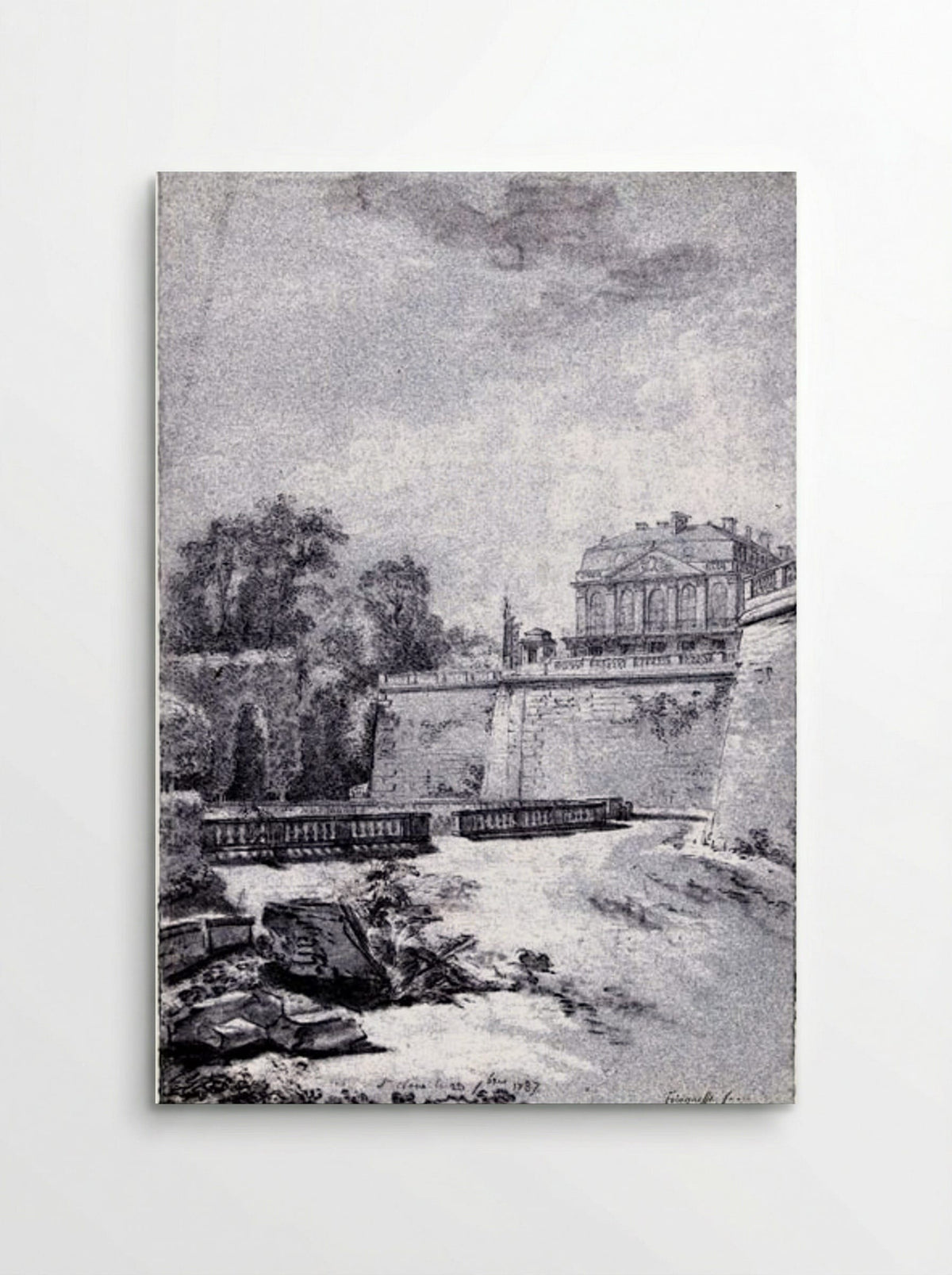 Gezicht op het park en een vleugel van kasteel Saint-Cloud - Louis Rolland Trinquesse - Poster
